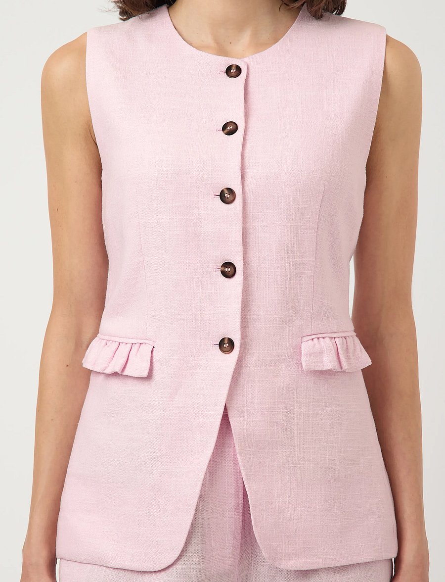 YAS - YASAGANA LINEN BLEND WAISTCOAT S. - frühlingsjacken - pink lady - 5