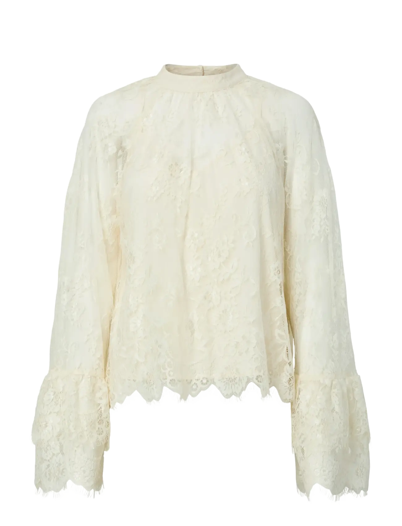 YAS YASARIZONA LS LACE TOP - D2D - Bluser - BIRCH / cream