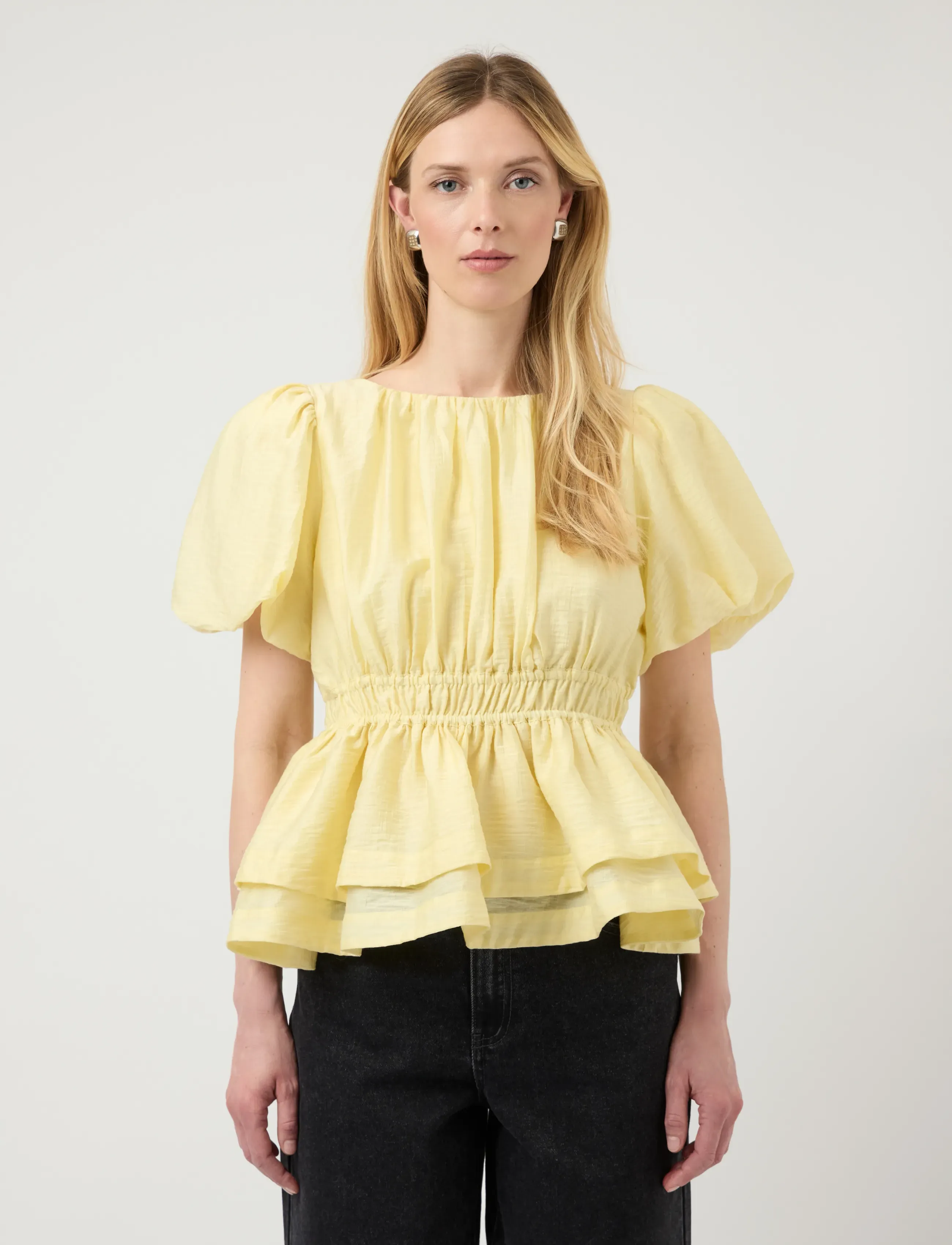 YAS skyla Ss Top, 34, Blouses, Creme - Short-sleeved, Frauen