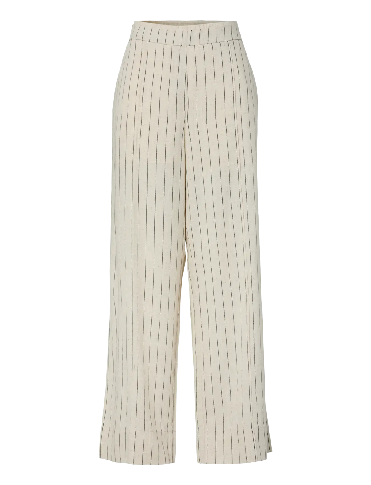 YAS YASLINURA MW LINEN BLEND PANT - Linased püksid - PRISTINE / black