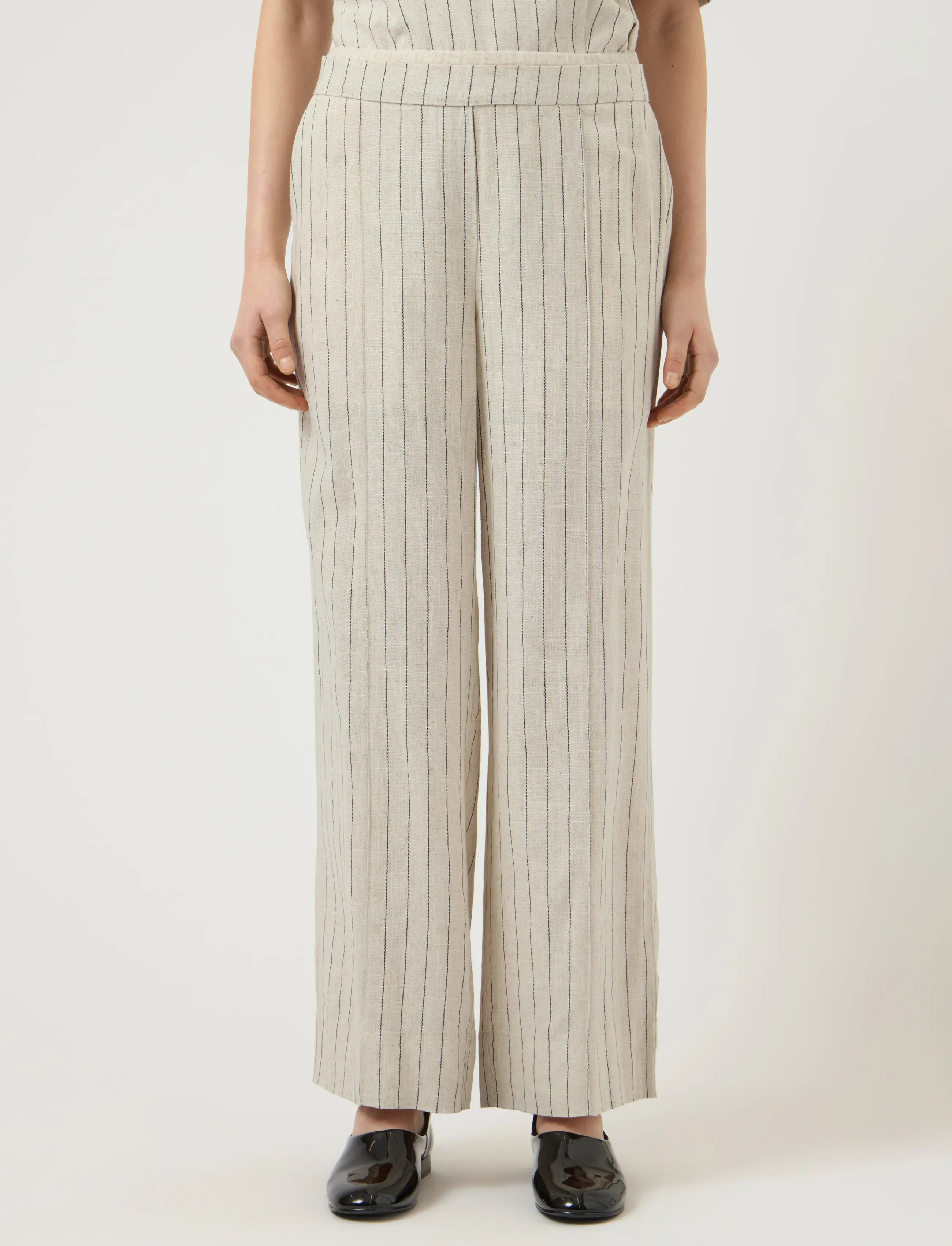 YAS YASLINURA MW LINEN BLEND PANT - YAS - PRISTINE / black