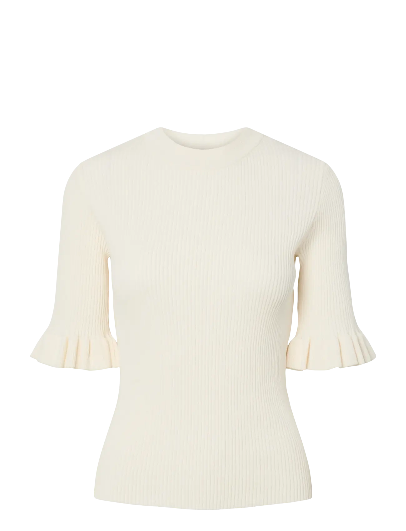 YAS YASMIKLA SS KNIT TOP S. NOOS - Tøj - PRISTINE / cream