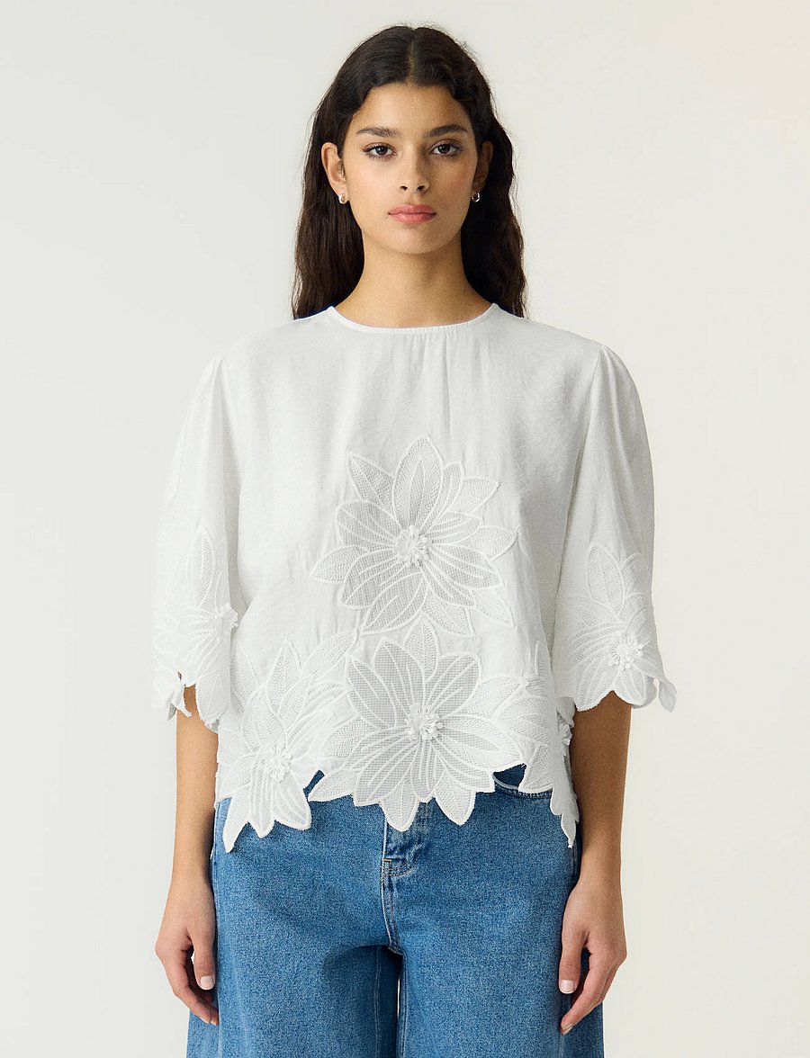 YAS - YASMORI 2/4 TOP - kortärmade blusar - star white - 0