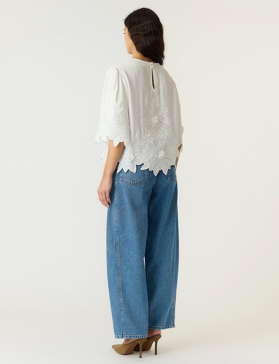 YAS - YASMORI 2/4 TOP - kortärmade blusar - star white - 3