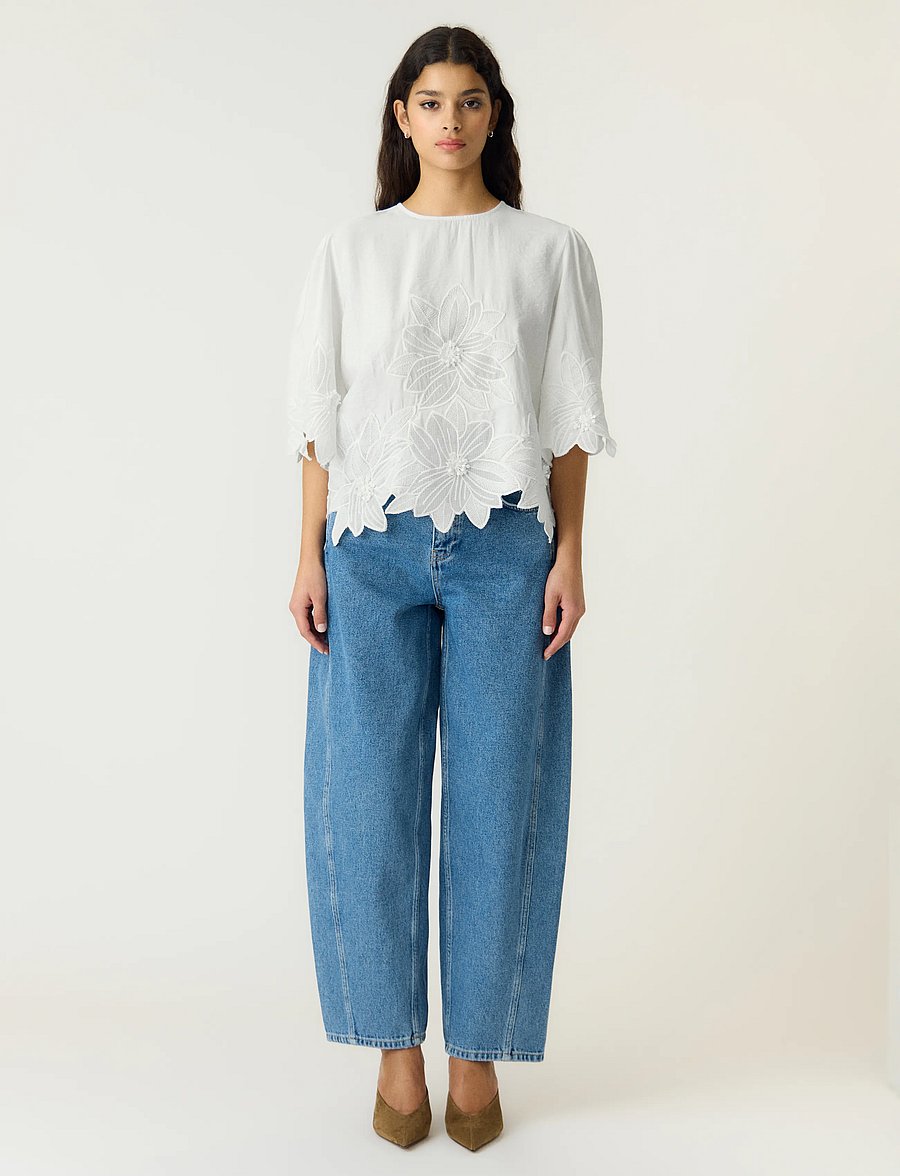 YAS - YASMORI 2/4 TOP - kortärmade blusar - star white - 4