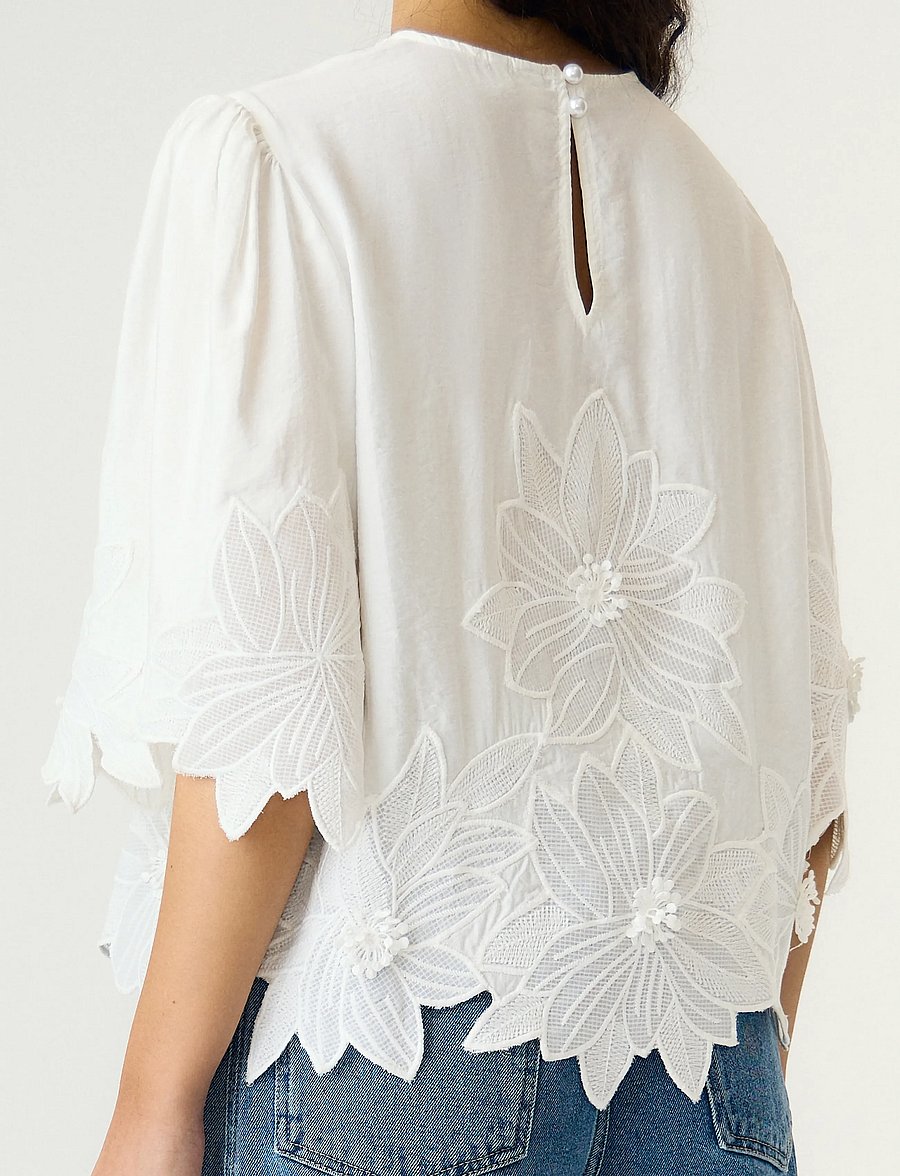 YAS - YASMORI 2/4 TOP - kortärmade blusar - star white - 5