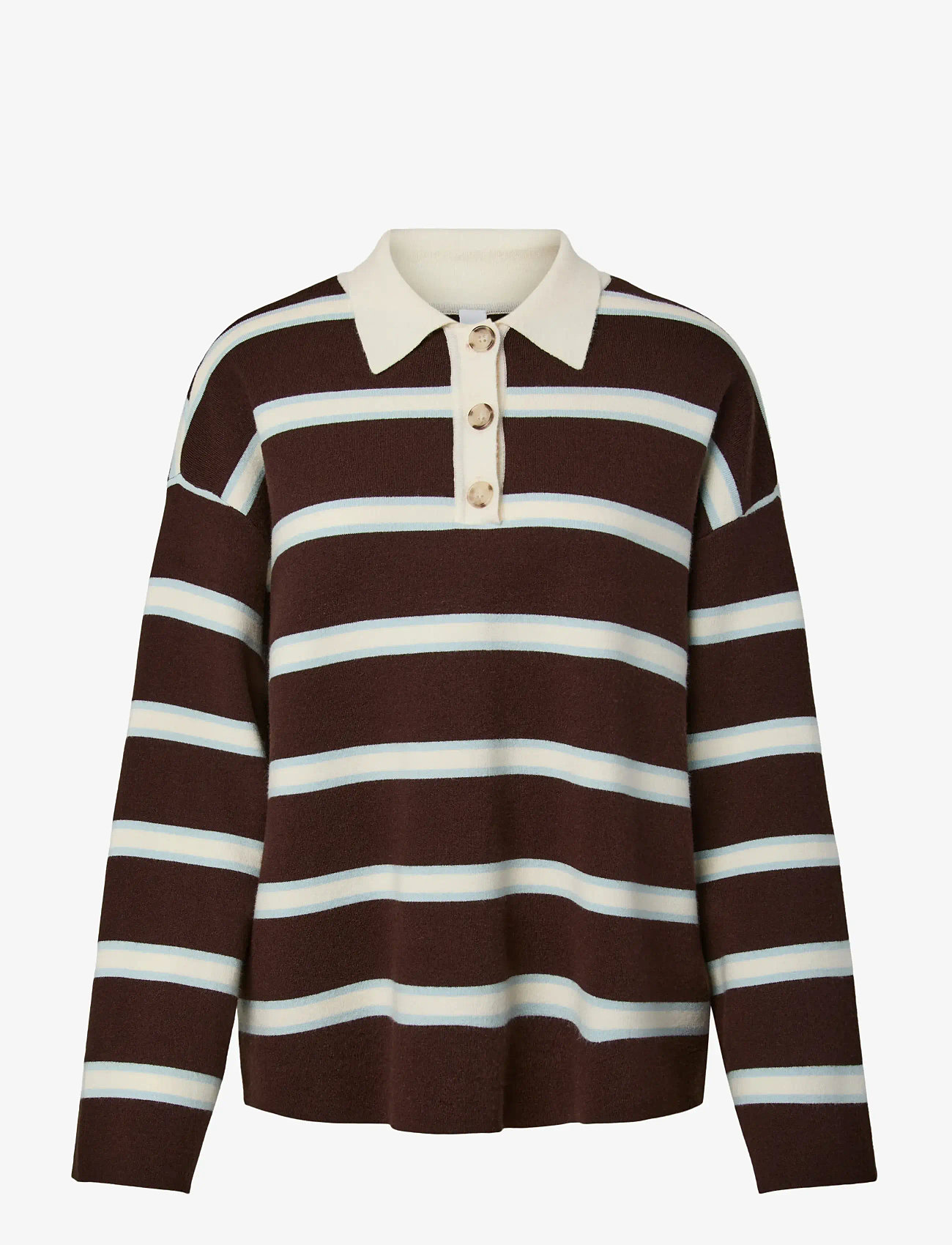 YAS - YASISABELL LS POLO KNIT PULLOVER S. NOOS - pullover - chocolate brown - 1