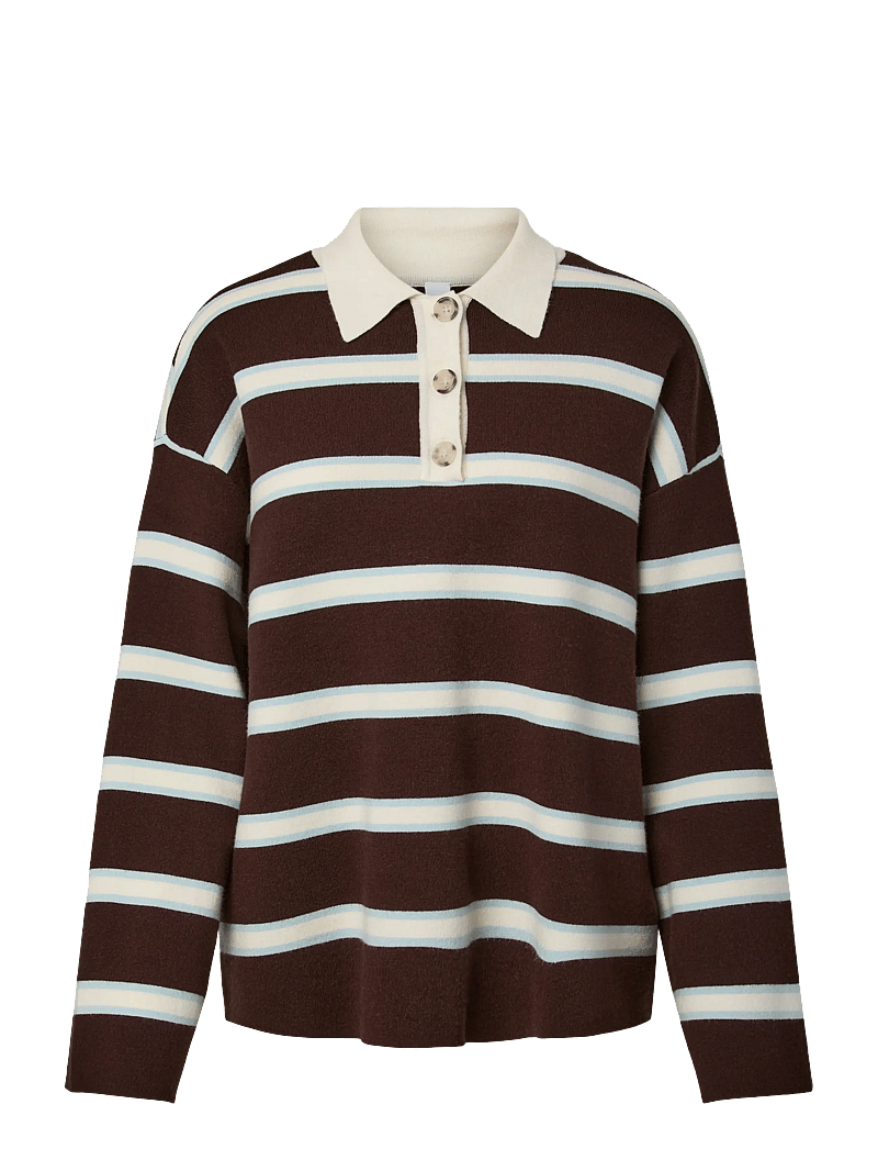 YAS - YASISABELL LS POLO KNIT PULLOVER S. NOOS - pullover - chocolate brown - 1