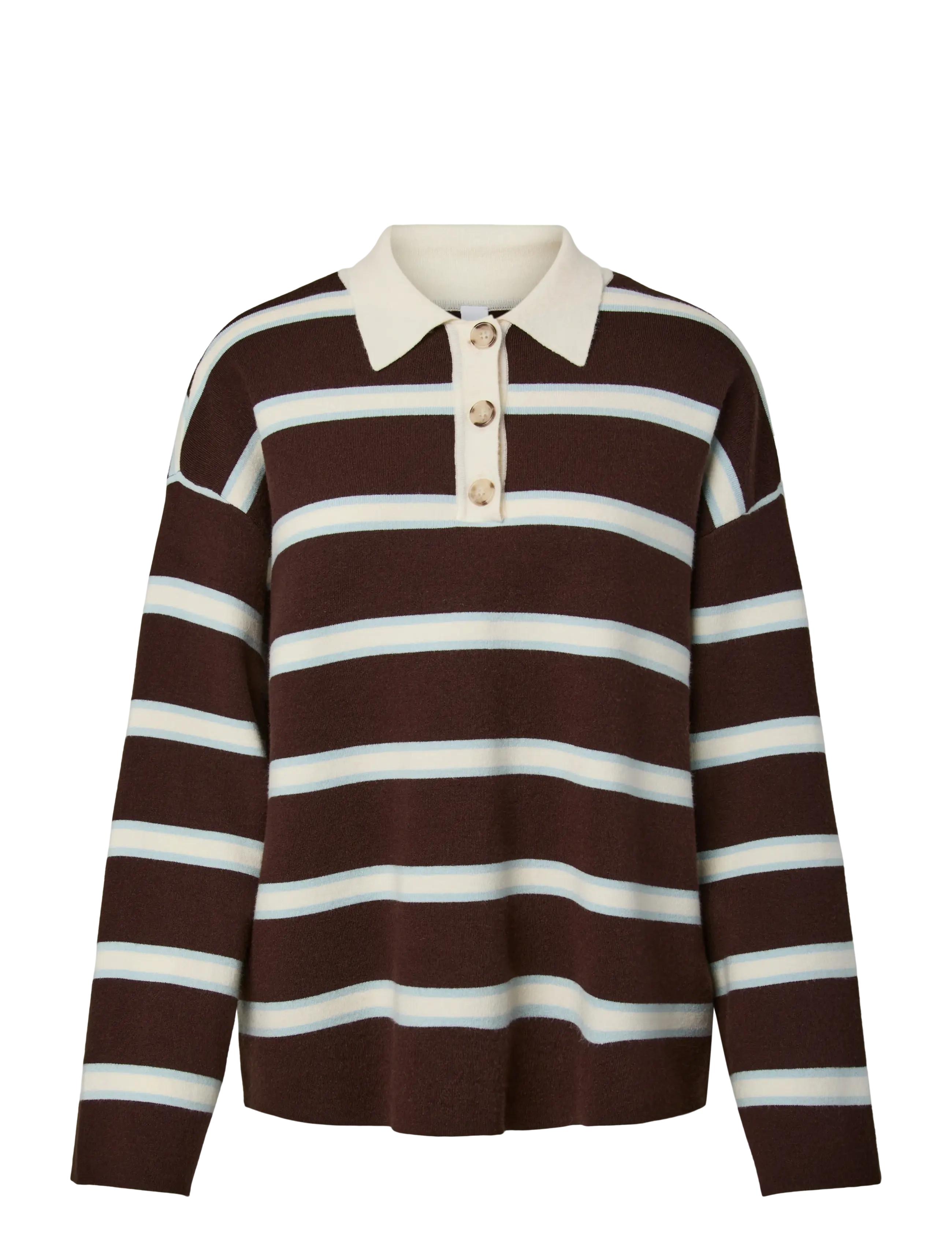 YAS YASISABELL LS POLO KNIT PULLOVER S. NOOS - Transitional Layering - CHOCOLATE BROWN / brown