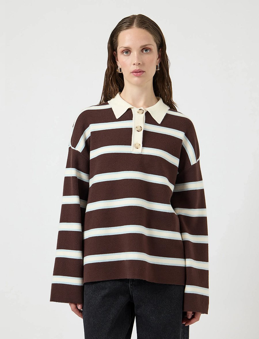 YAS - YASISABELL LS POLO KNIT PULLOVER S. NOOS - neulepuserot - chocolate brown - 0