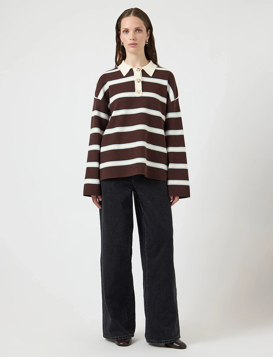 YAS - YASISABELL LS POLO KNIT PULLOVER S. NOOS - neulepuserot - chocolate brown - 4