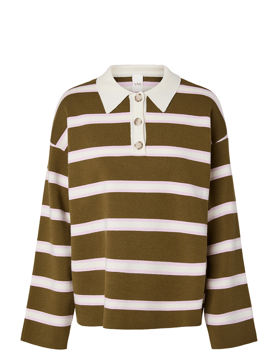 YAS - YASISABELL LS POLO KNIT PULLOVER S. NOOS - stickade tröjor - fir green - 1