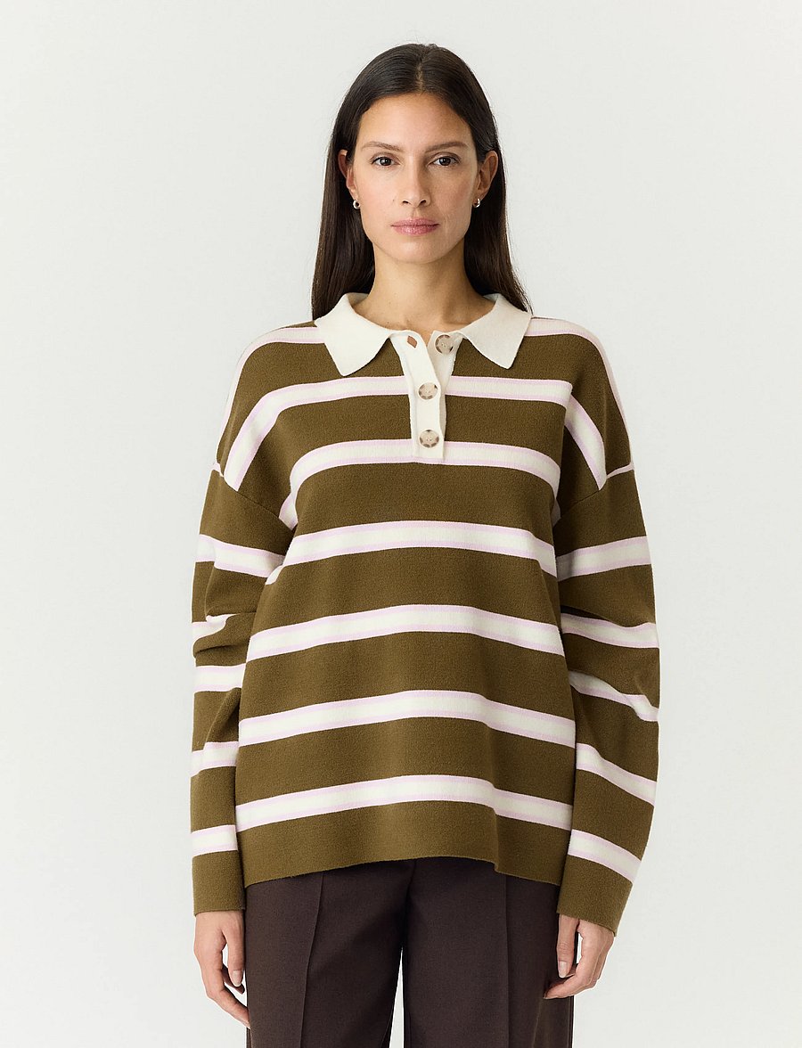 YAS - YASISABELL LS POLO KNIT PULLOVER S. NOOS - stickade tröjor - fir green - 0