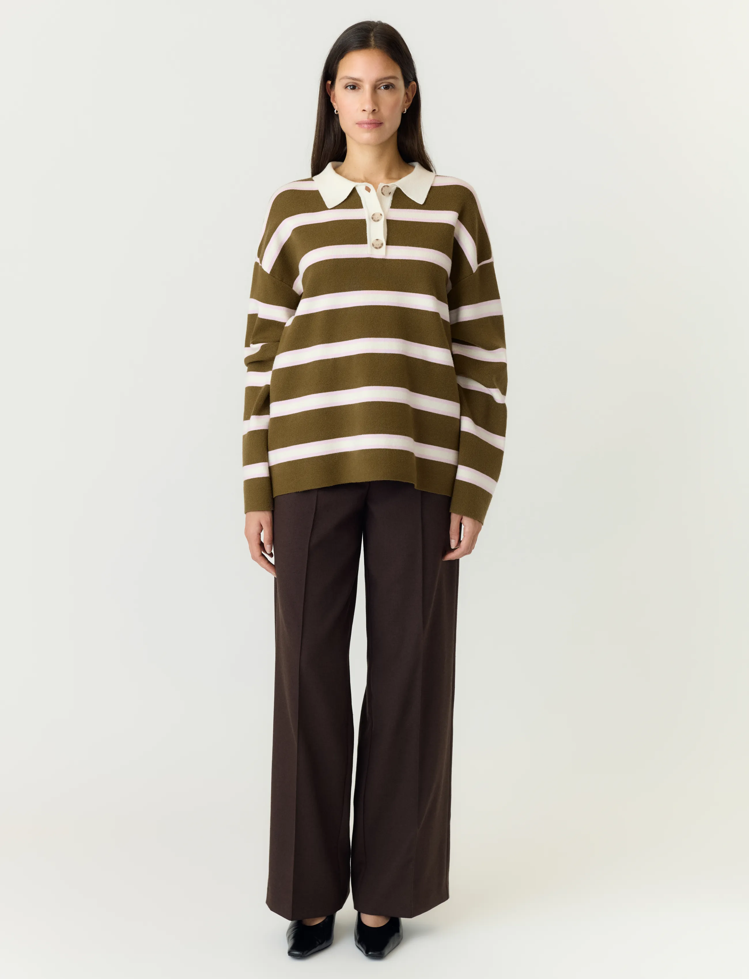 YAS - YASISABELL LS POLO KNIT PULLOVER S. NOOS - stickade tröjor - fir green - 4