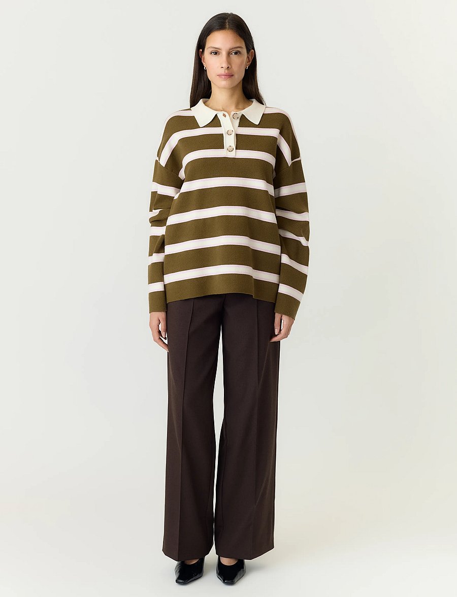 YAS - YASISABELL LS POLO KNIT PULLOVER S. NOOS - stickade tröjor - fir green - 4