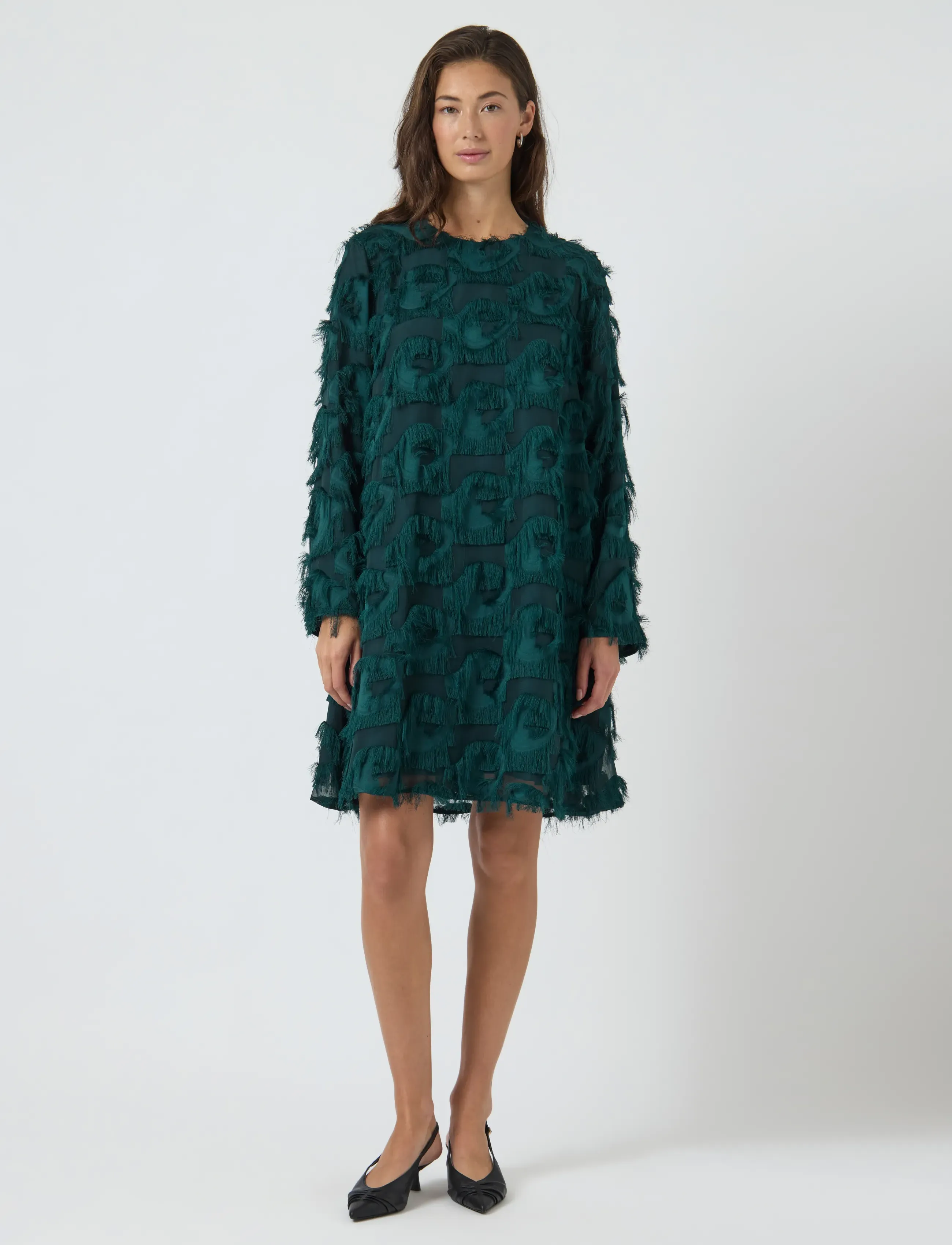 YAS dio Ls Dress, Kvinder, Frynsekjole, Grøn, Str: 38