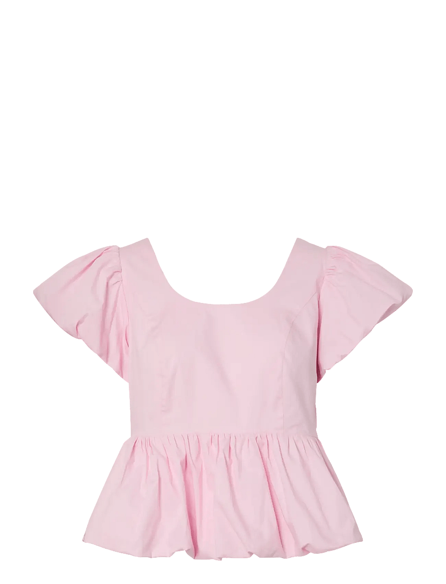 YAS - YASNILLE SS BUBBLE HEM TOP - kortärmade blusar - pink lady - 1