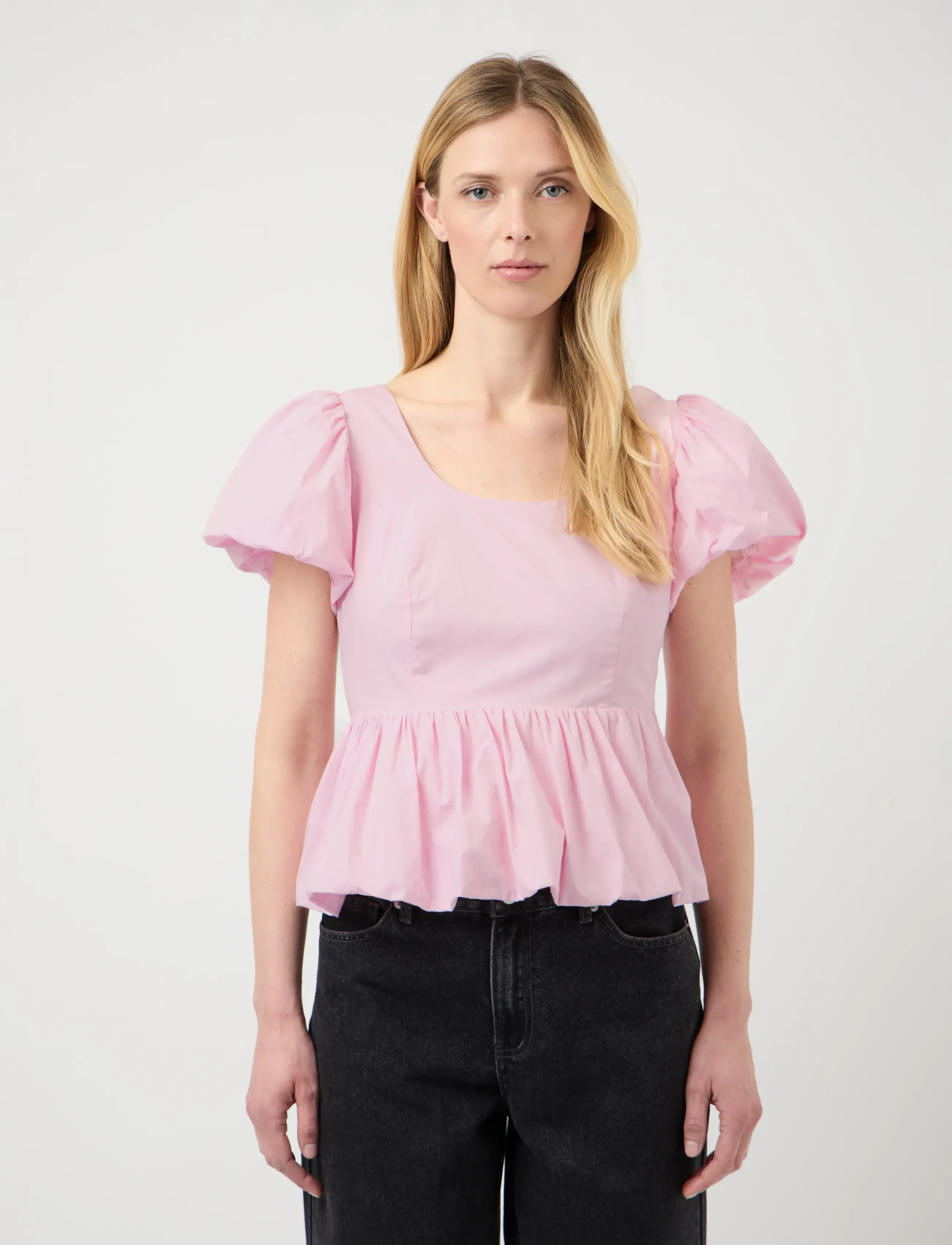 YAS YASNILLE SS BUBBLE HEM TOP - Blūzes un krekli - PINK LADY / pink/rose