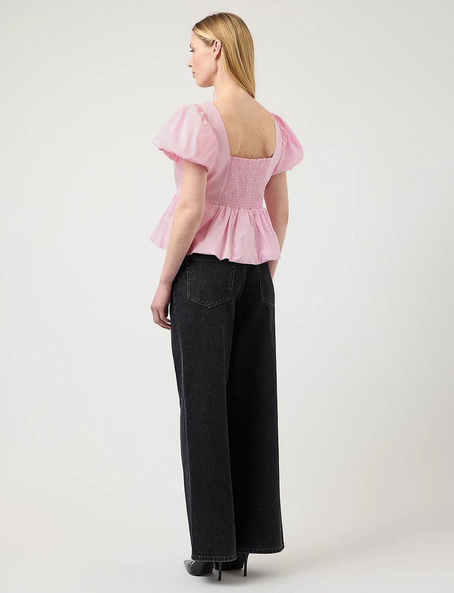 YAS - YASNILLE SS BUBBLE HEM TOP - kortärmade blusar - pink lady - 3