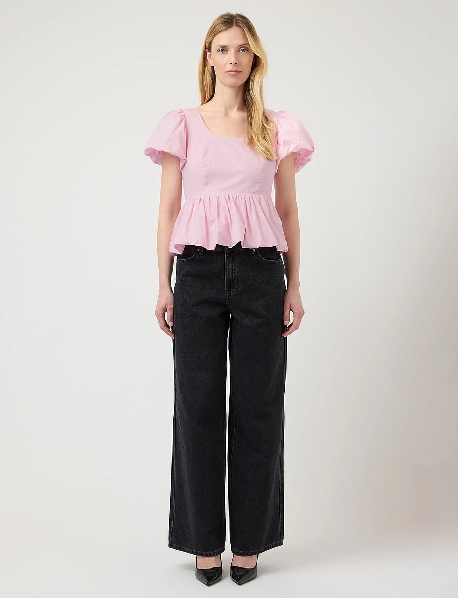 YAS - YASNILLE SS BUBBLE HEM TOP - kortärmade blusar - pink lady - 4