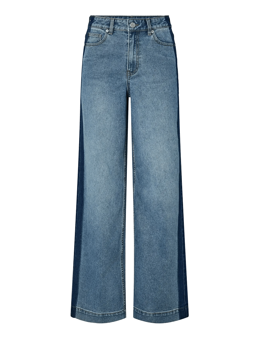YAS - YASPAMELA HW JEANS - D2D - džinsi ar platām starām - medium blue denim - 1