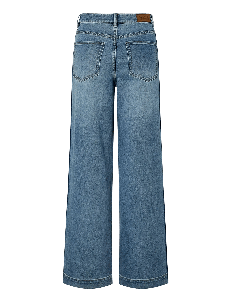 YAS - YASPAMELA HW JEANS - D2D - džinsi ar platām starām - medium blue denim - 2