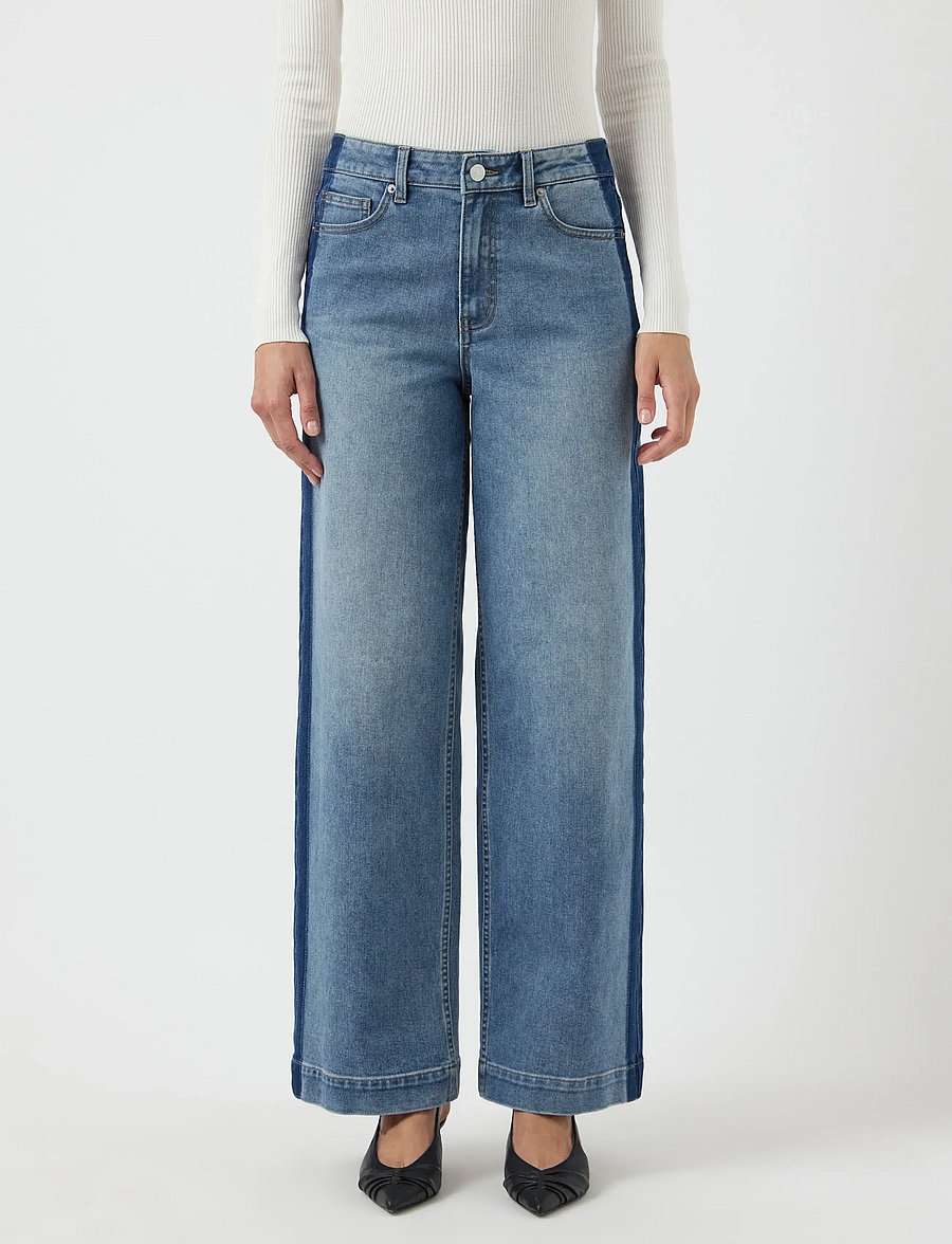 YAS - YASPAMELA HW JEANS - D2D - džinsi ar platām starām - medium blue denim - 0