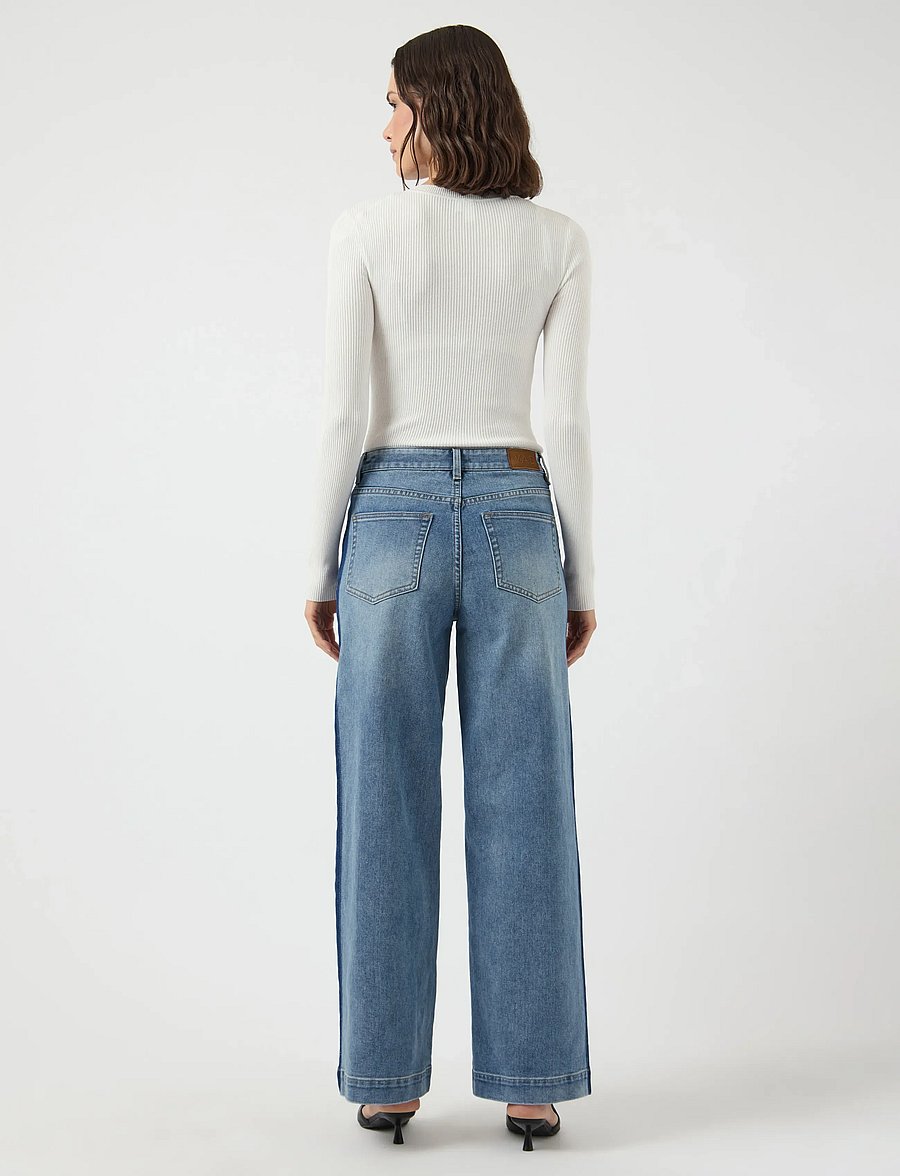 YAS - YASPAMELA HW JEANS - D2D - džinsi ar platām starām - medium blue denim - 3