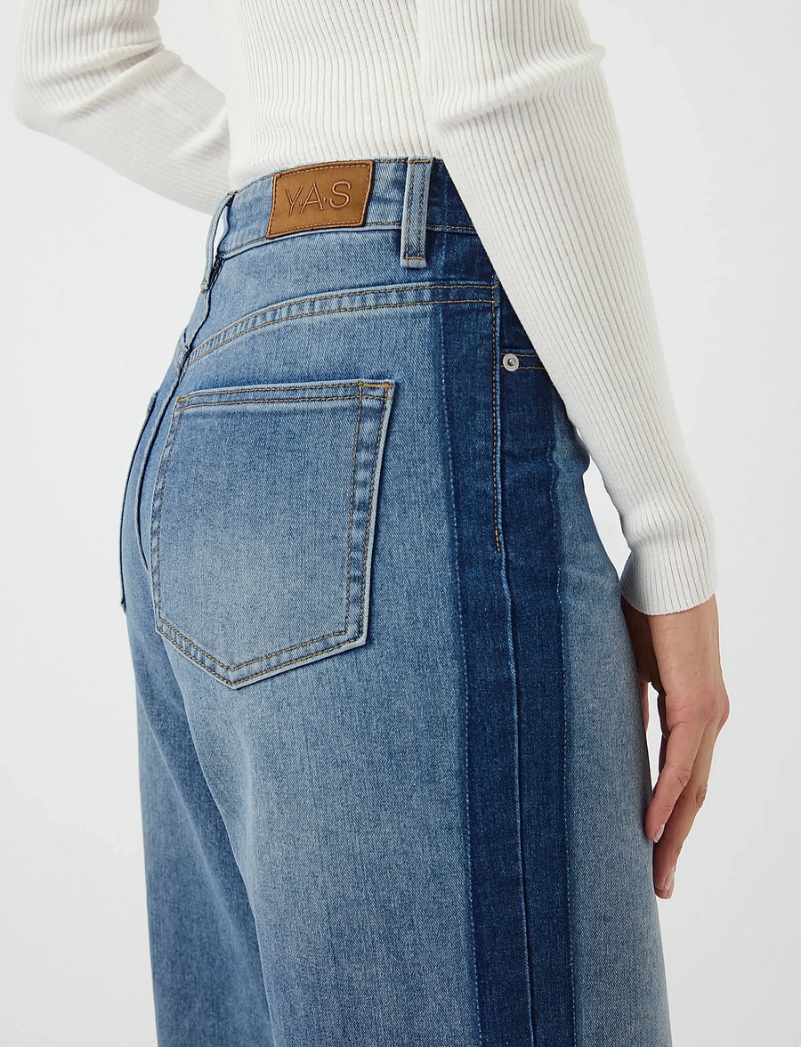 YAS - YASPAMELA HW JEANS - D2D - džinsi ar platām starām - medium blue denim - 5