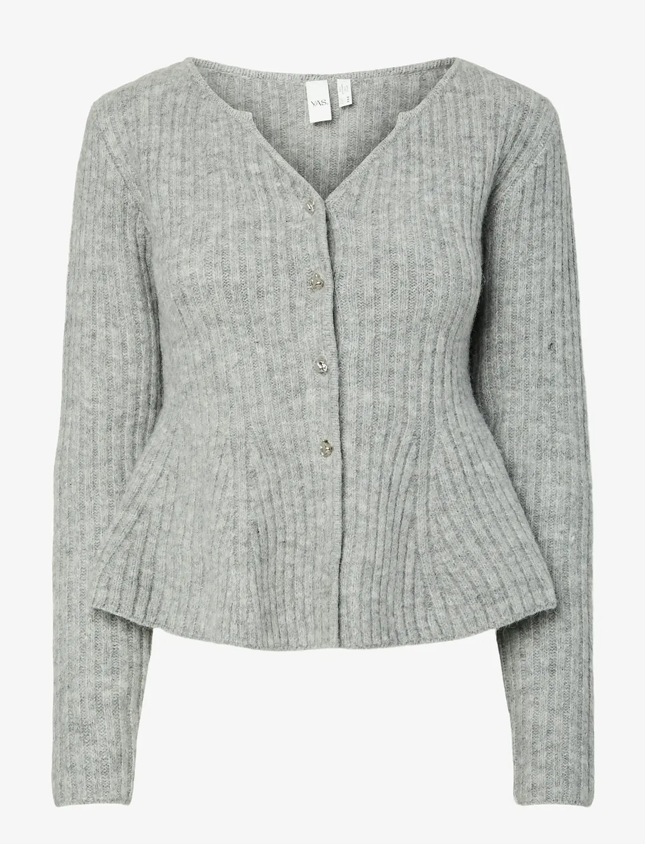 YAS - YASDOLLY LS KNIT CARDIGAN S. NOOS - koftor - light grey melange - 1