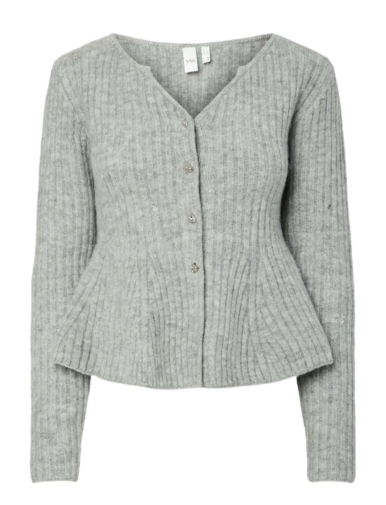 YAS YASDOLLY LS KNIT CARDIGAN S. NOOS - Tøj - LIGHT GREY MELANGE / grey