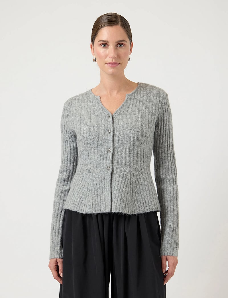YAS - YASDOLLY LS KNIT CARDIGAN S. NOOS - koftor - light grey melange - 0