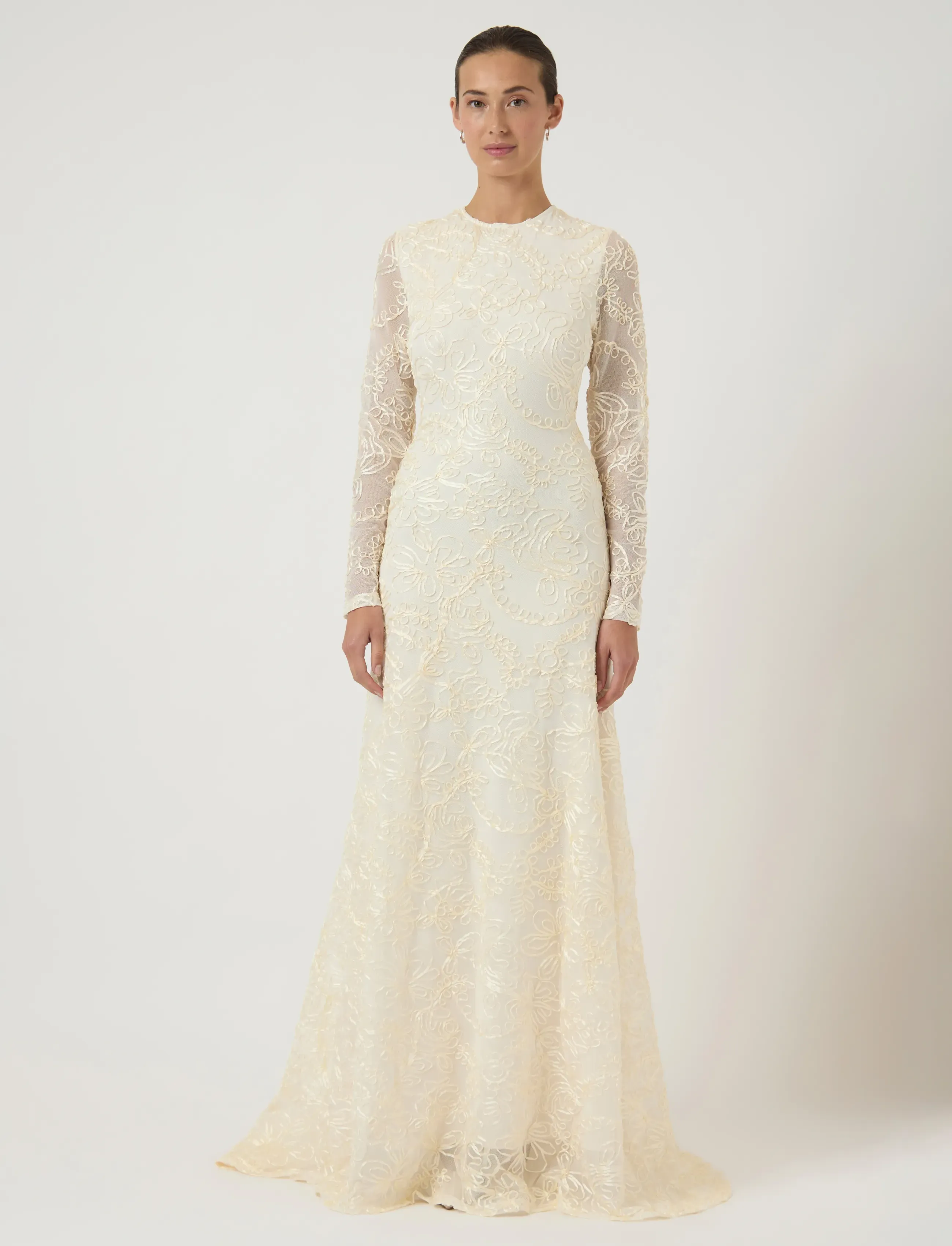 YAS YASFLORINA LS TRAIN DRESS S. - CELEB - Bridal fashion - GARDENIA / cream