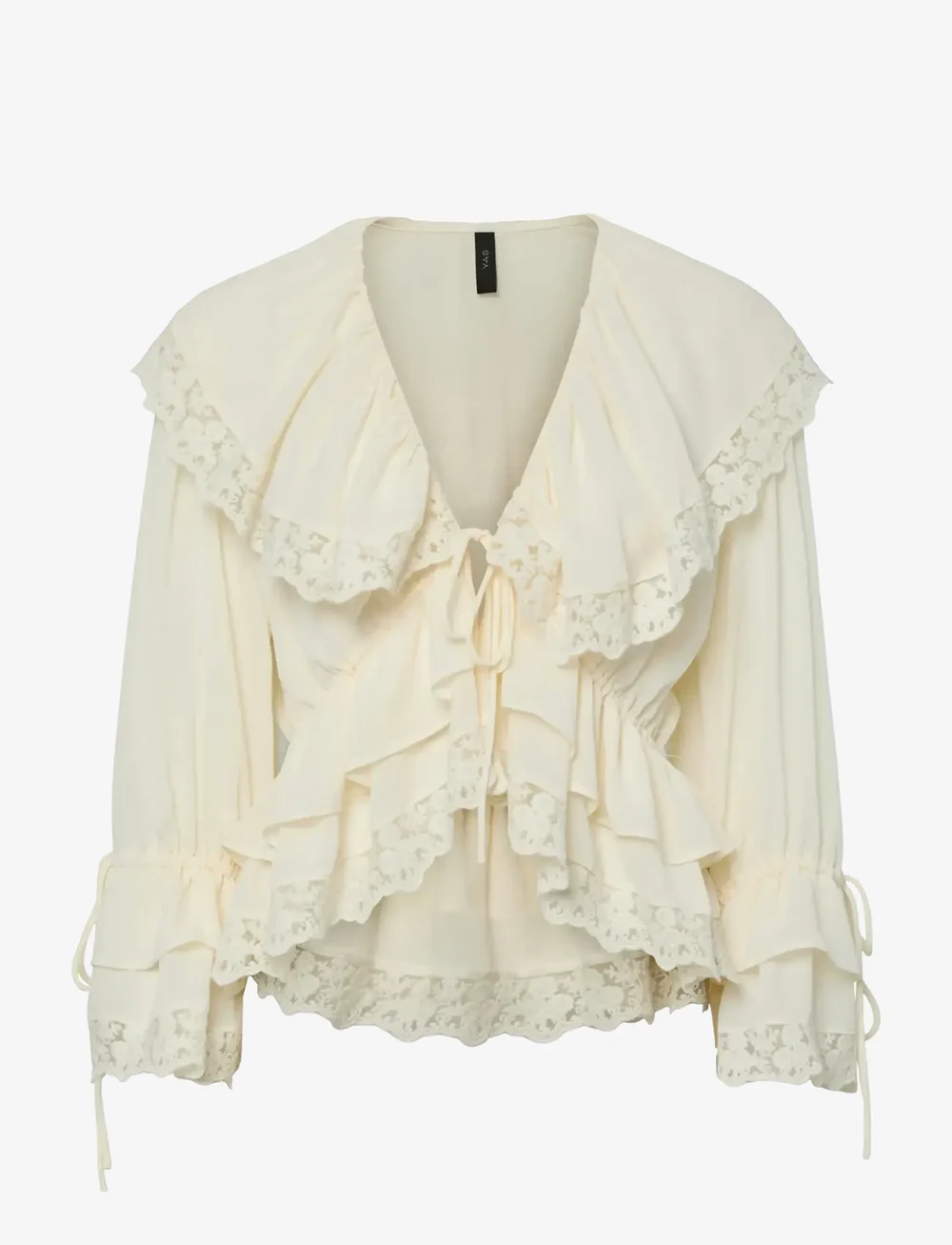 YAS - YASHELLE LS TIE LACE TOP - D2D - pitkähihaiset puserot - birch - 0