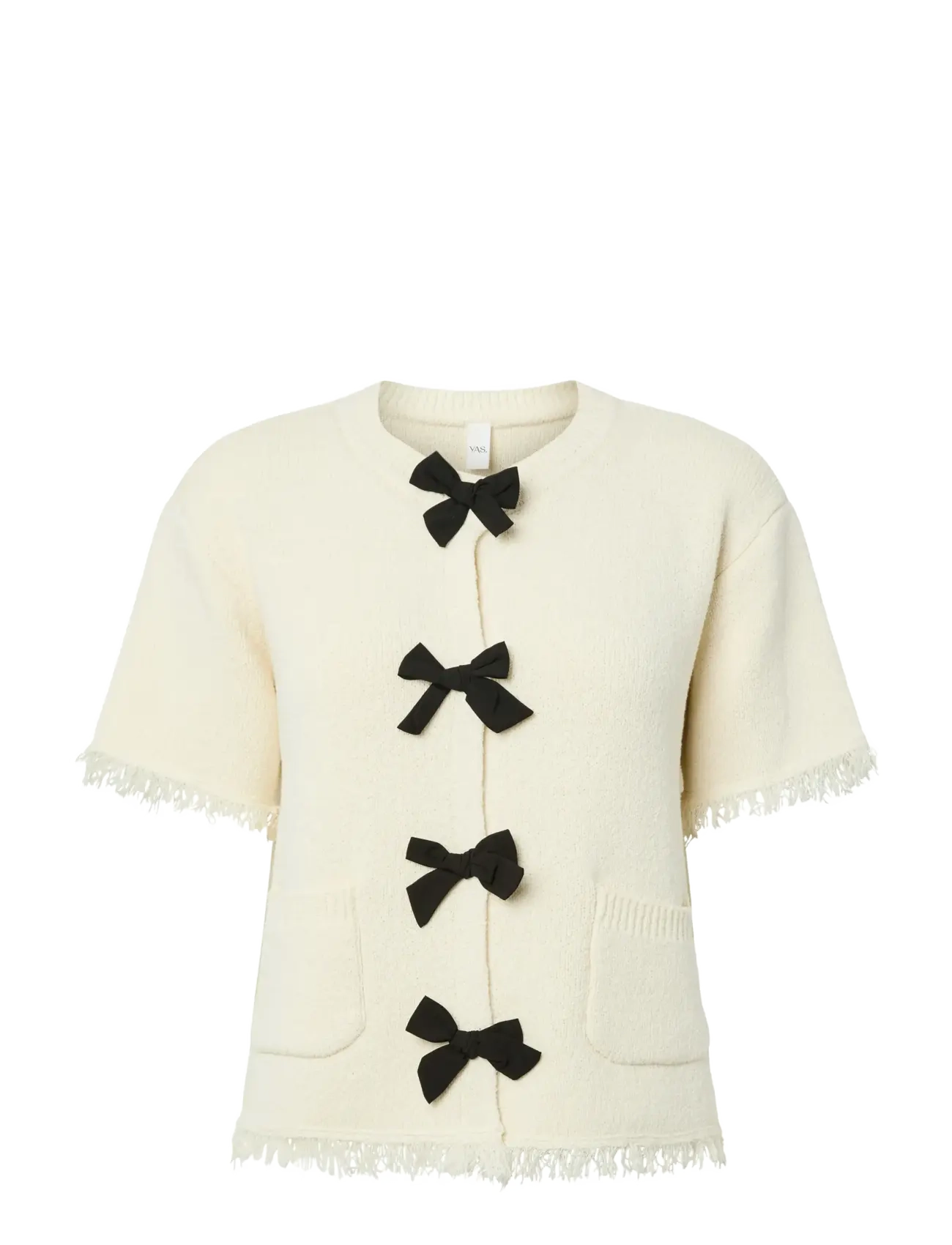 YAS YASLAURA SS KNIT CARDIGAN - D2D - Transitional Layering - BIRCH / cream
