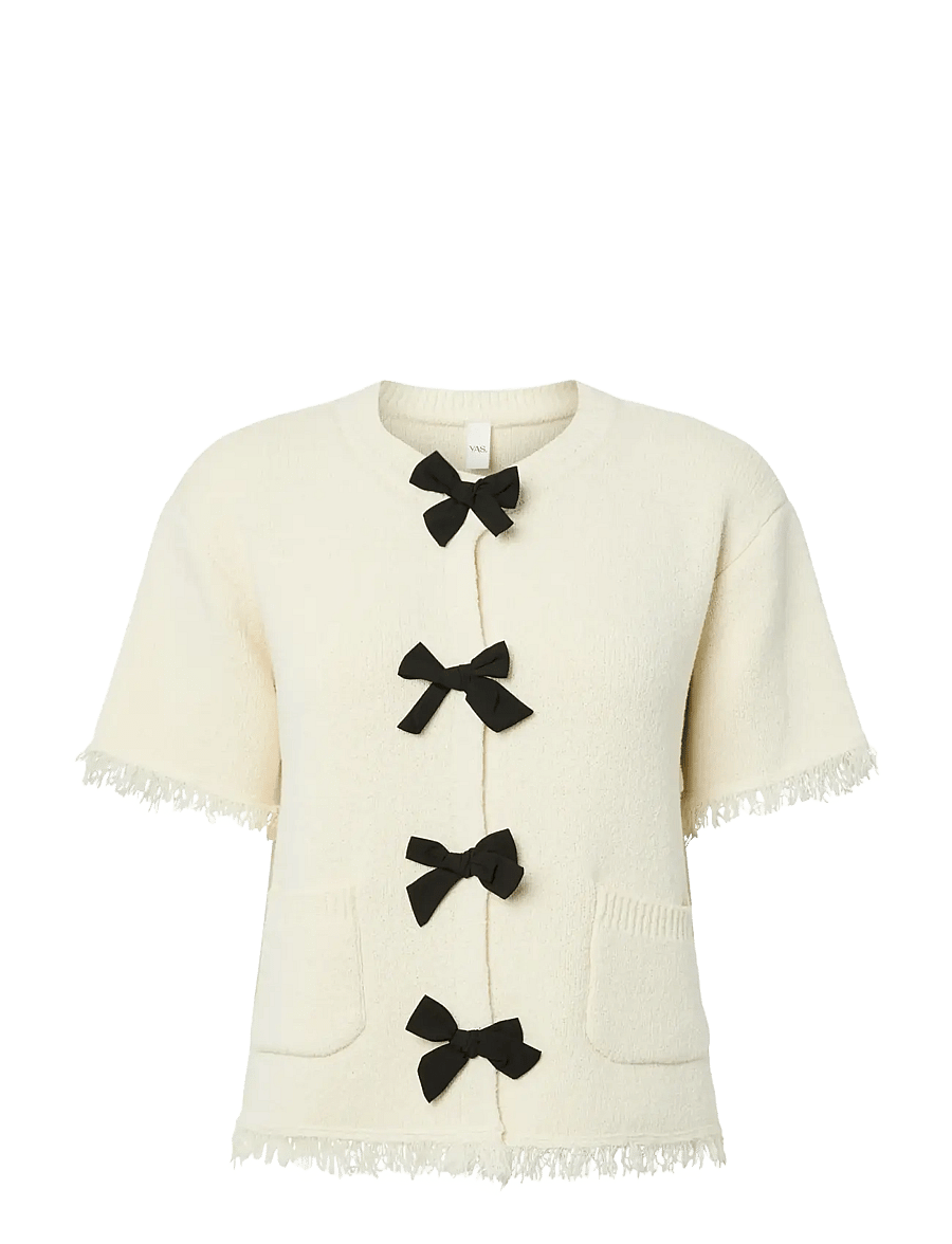 YAS - YASLAURA SS KNIT CARDIGAN - D2D - cardigans - birch - 0