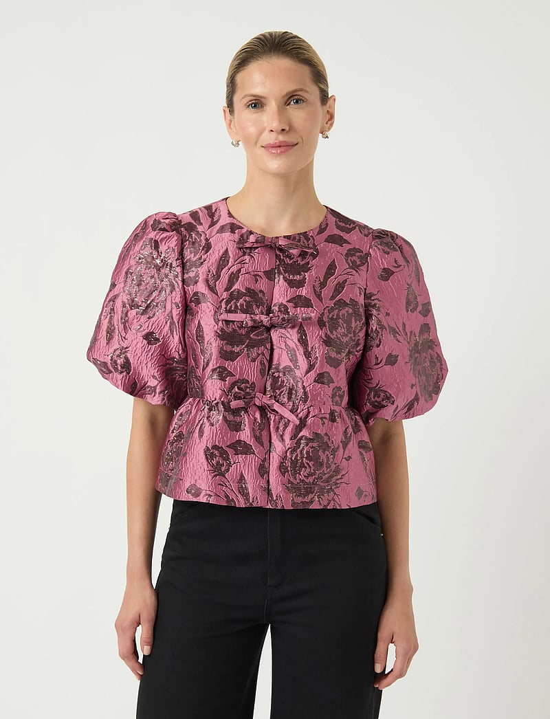 YAS - YASMARIE 2/4 BOW TOP - D2D - kurzämlige blusen - renaissance rose - 0