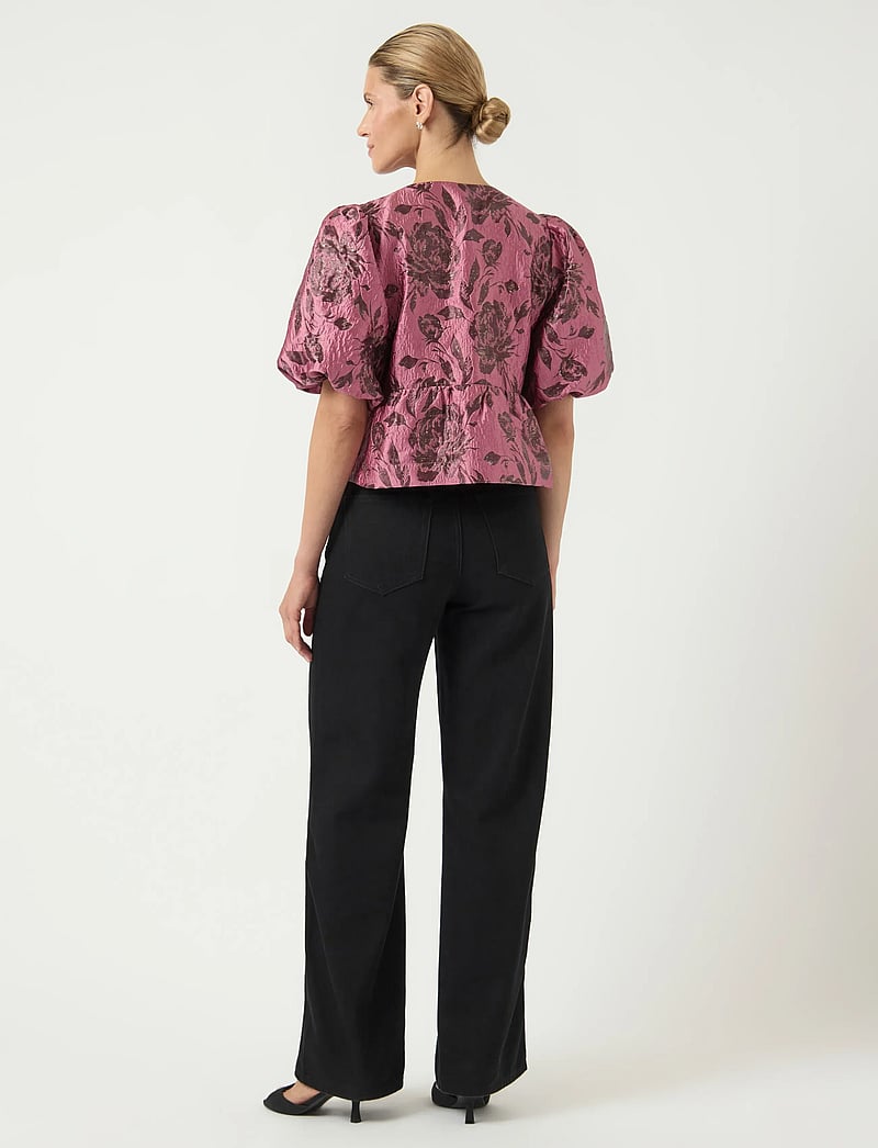 YAS - YASMARIE 2/4 BOW TOP - D2D - kurzämlige blusen - renaissance rose - 3