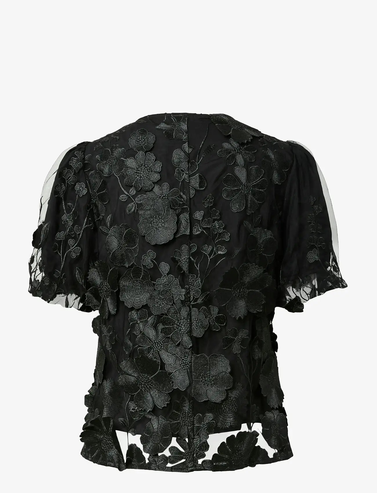 YAS - YASFLOWERING SS V-NECK TOP - D2D - kurzämlige blusen - black - 1