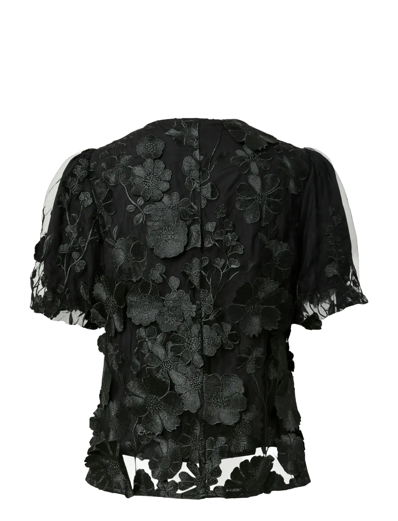 YAS - YASFLOWERING SS V-NECK TOP - D2D - kurzämlige blusen - black - 2