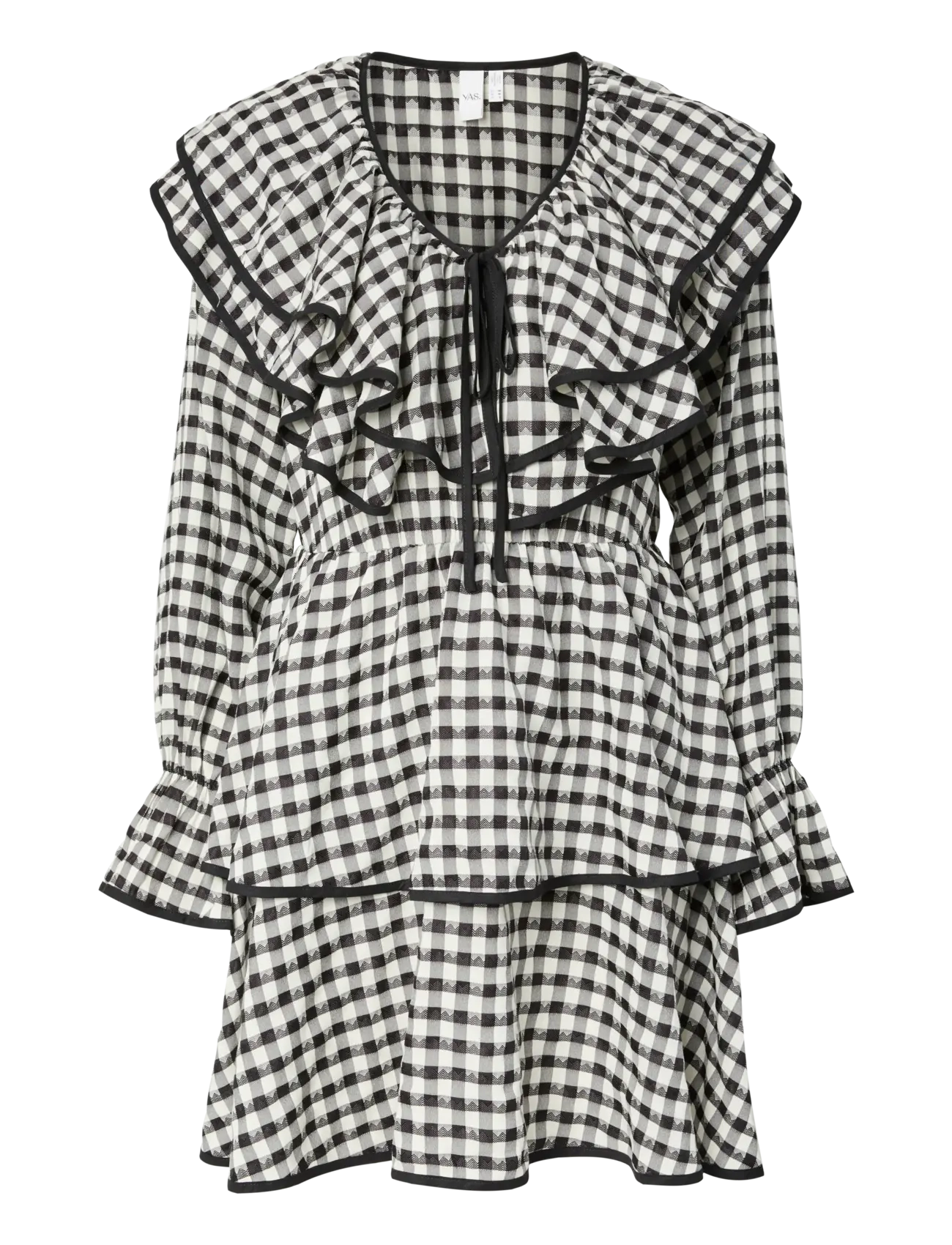 YAS sotina Ls Short Dress D2D, Kvinder, Flæsekrave Kort Kjole, Sort, Str: 42