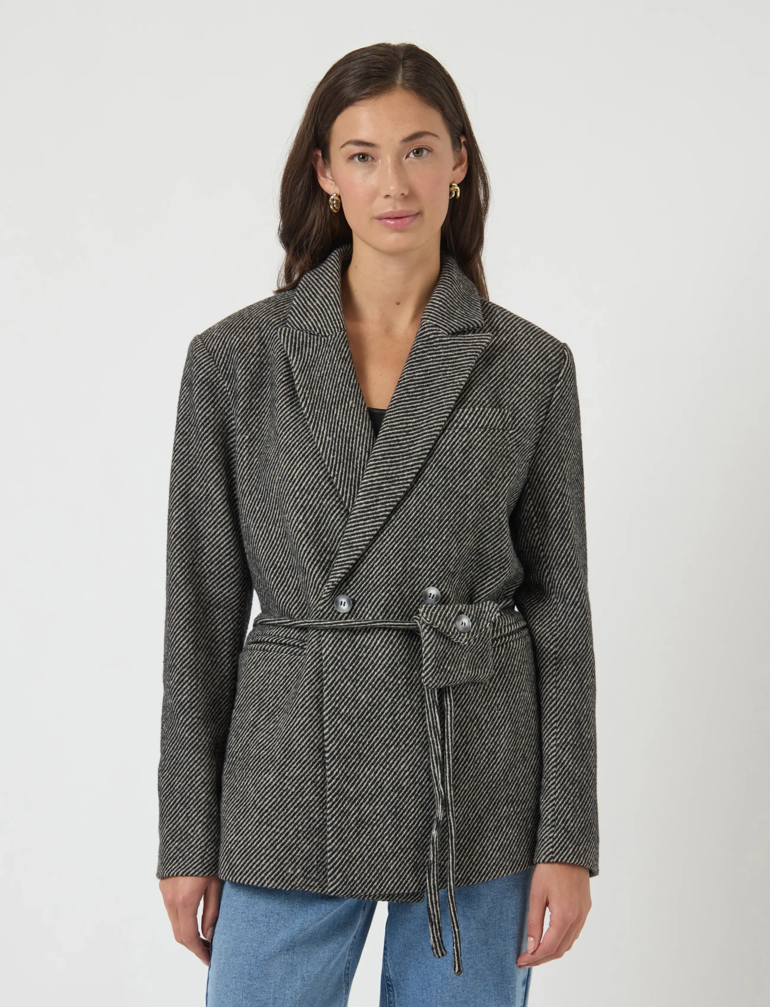 YAS arita Ls Blazer D2D, 40, Blazer, Schwarz - Belted Frauen