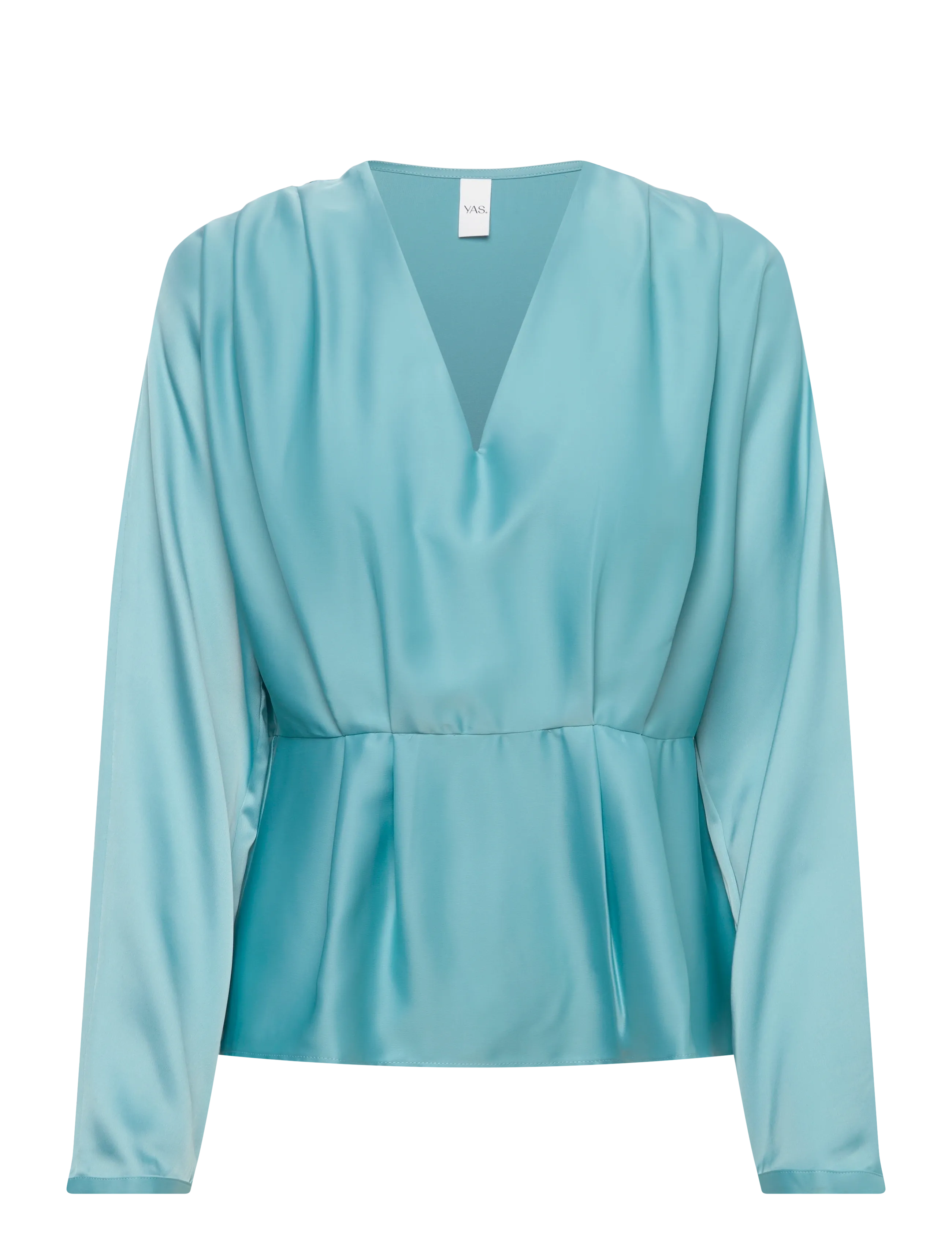 YAS Yaspella Ls V-Ausschnitt Oberteil S. - D2D Blau - 34 - Damen