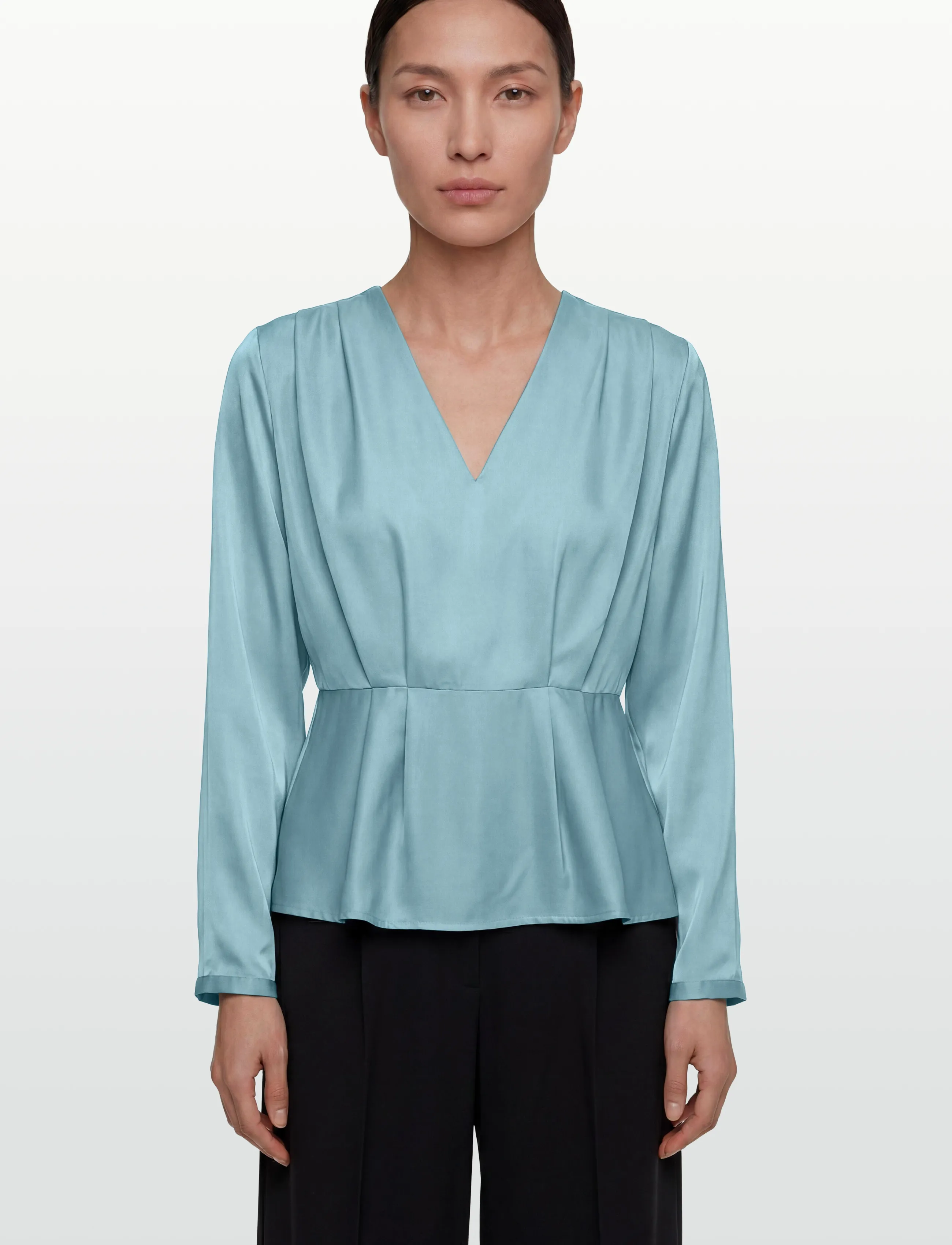 YAS - YASPELLA LS V-NECK TOP S. - D2D - pikkade varrukatega pluusid - reef waters - 3