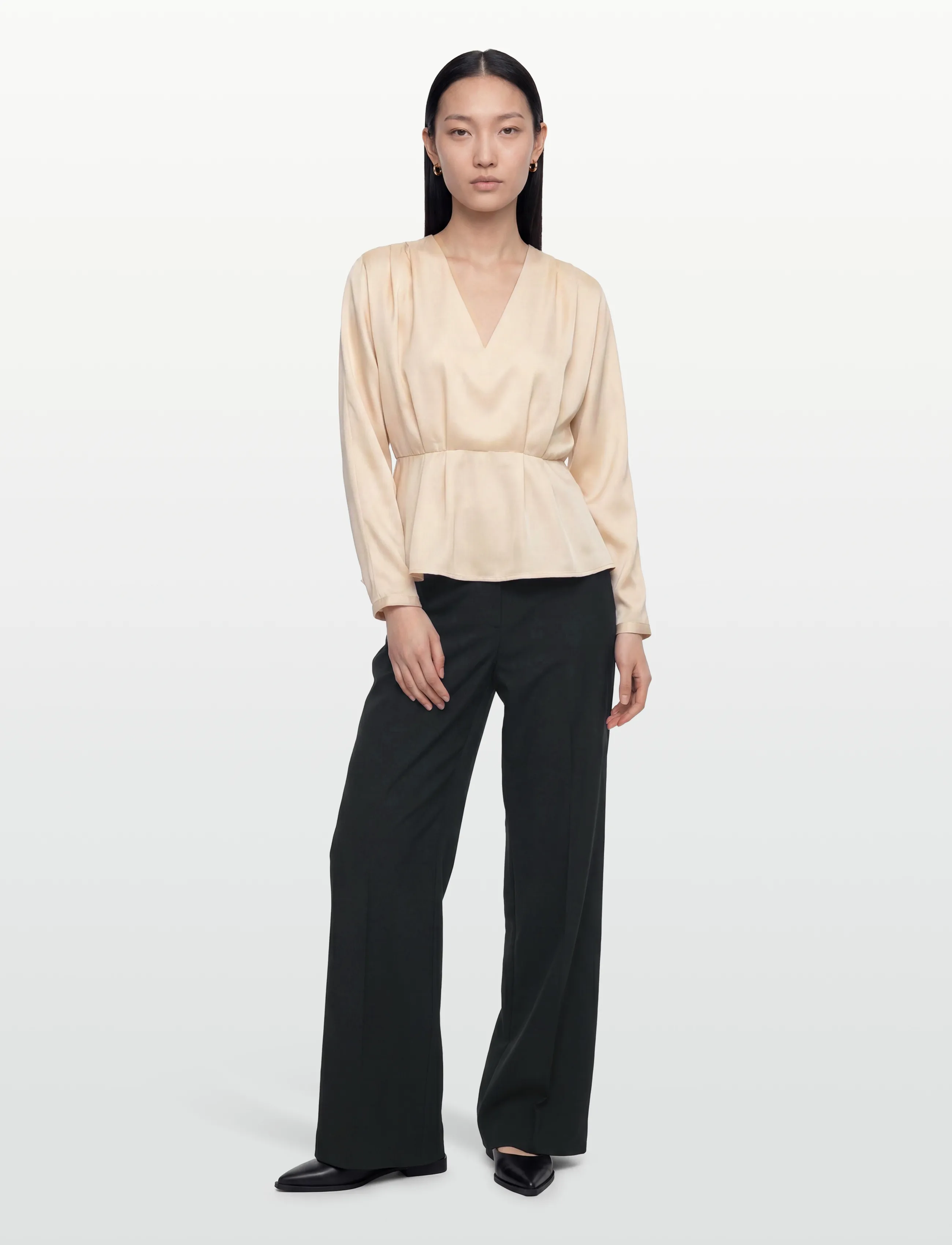 YAS YASPELLA LS V-NECK TOP S. - D2D - Blusen - SHEER BLISS / beige