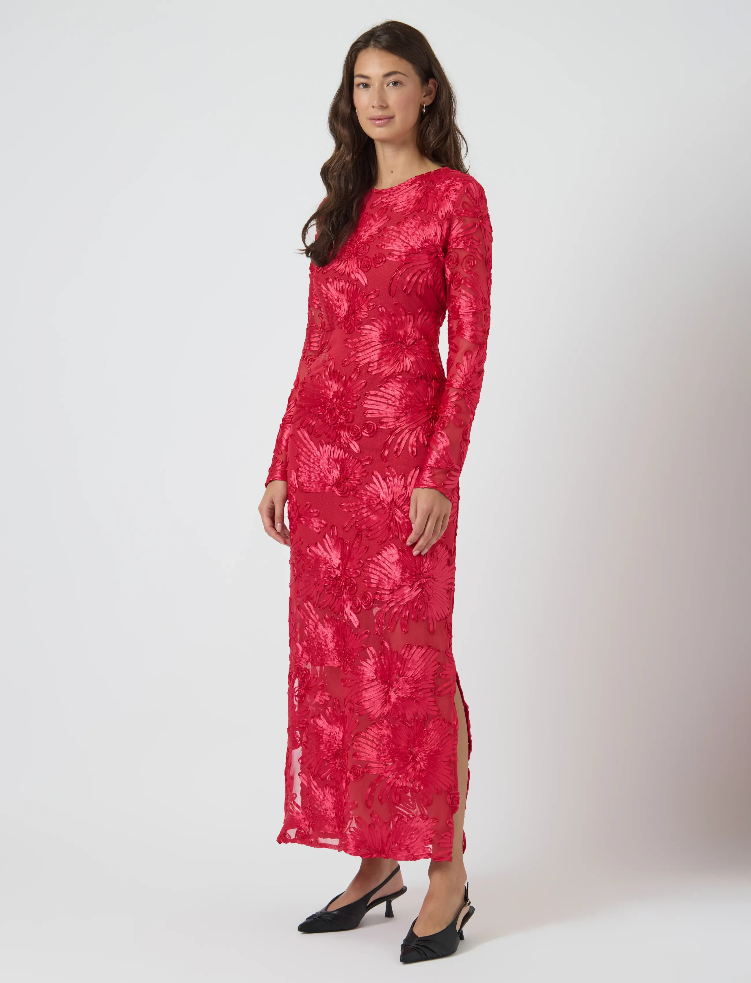 YAS YASFLOREE LS LONG DRESS - D2D - Spetsklänningar - PERSIAN RED / red