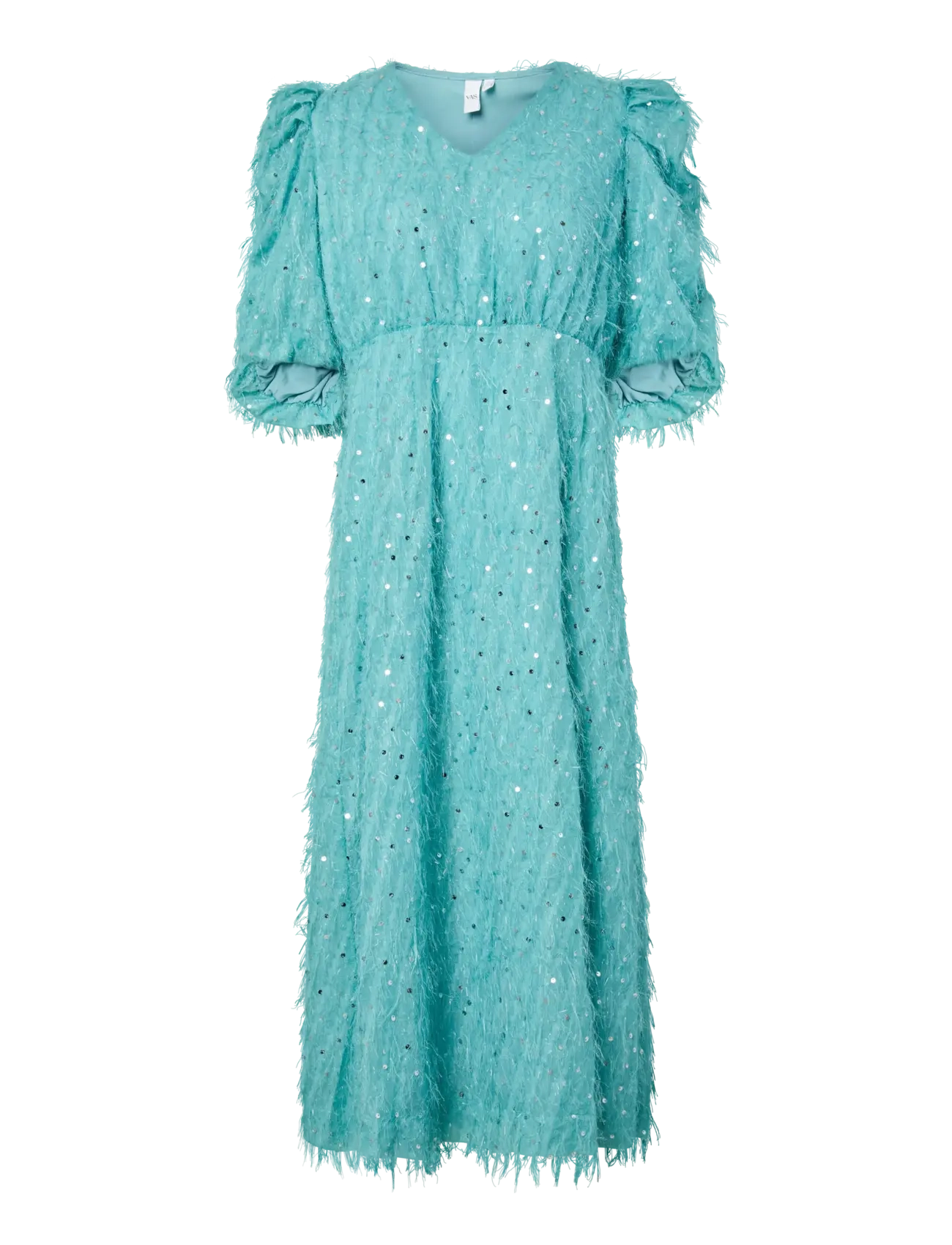 YAS YASILZA 2/4 LONG SEQUIN DRESS - D2D - YAS - REEF WATERS / silver