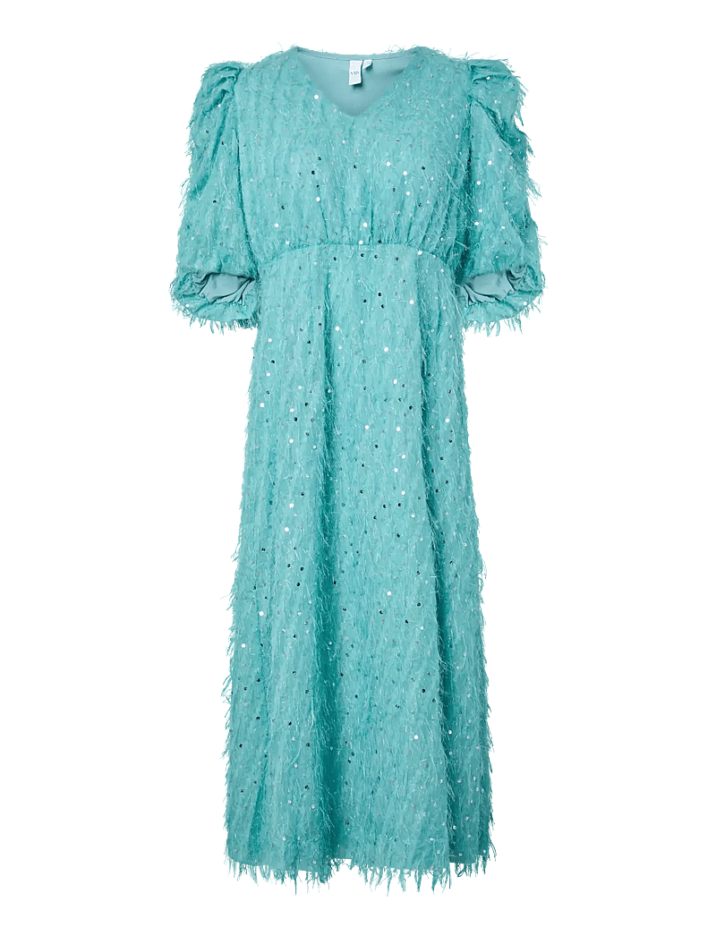 YAS - YASILZA 2/4 LONG SEQUIN DRESS - D2D - paljettklänningar - reef waters - 0