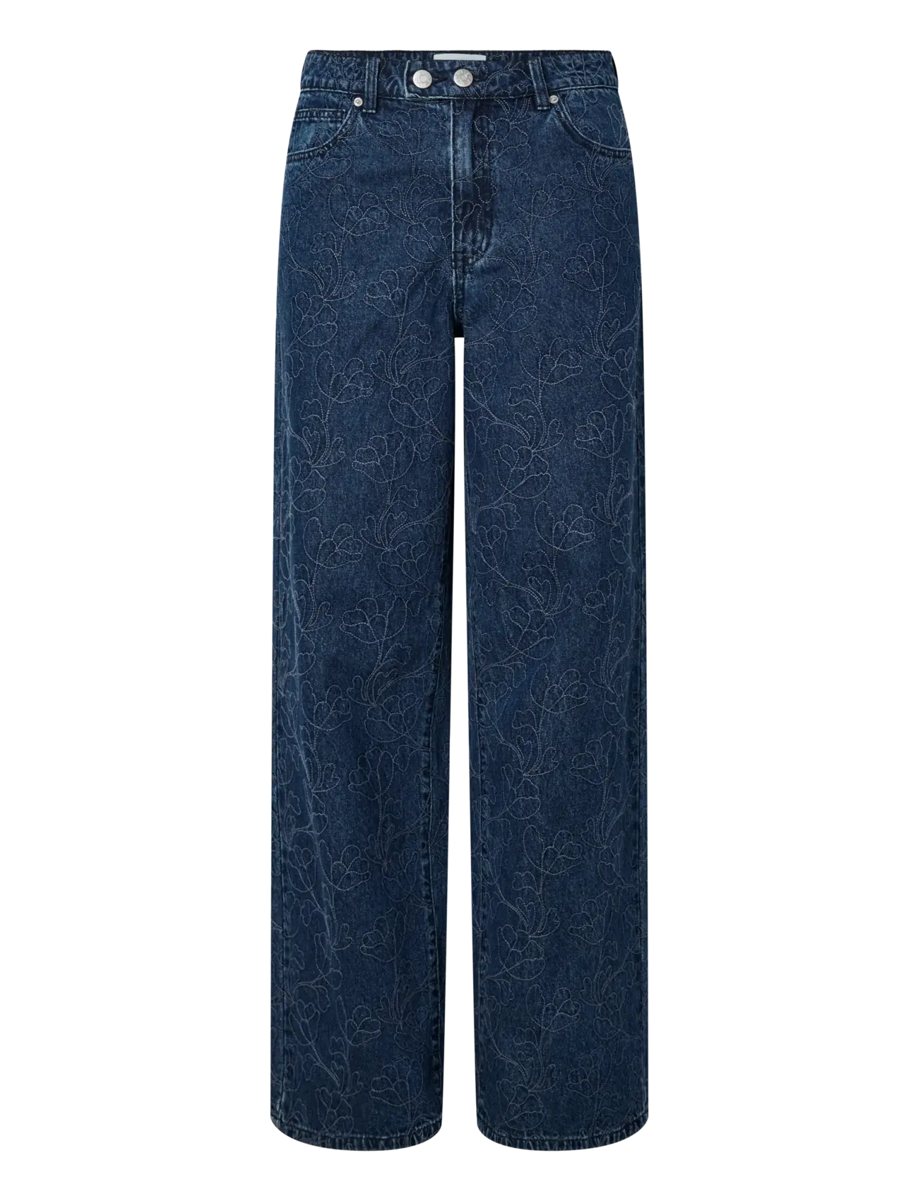 YASALIA MW EMBROIDERY WIDE JEANS S. 02 - DARK BLUE DENIM