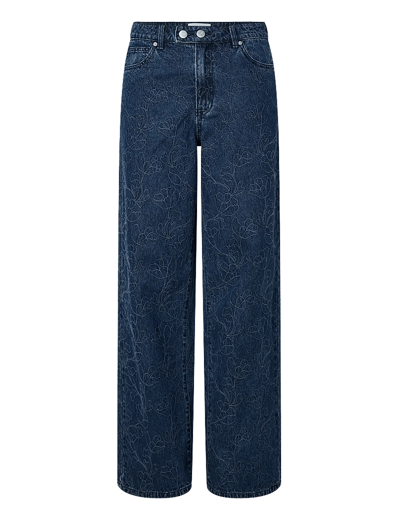 YAS - YASALIA MW EMBROIDERY WIDE JEANS S. 02 - brede jeans - dark blue denim - 1